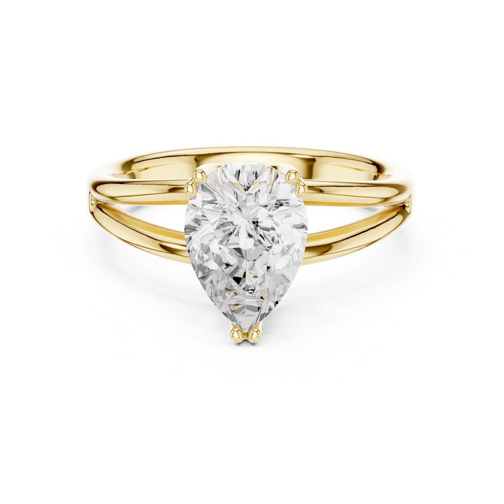 2.00 ct Open Frame Ring 2ct Yellow Gold Pear