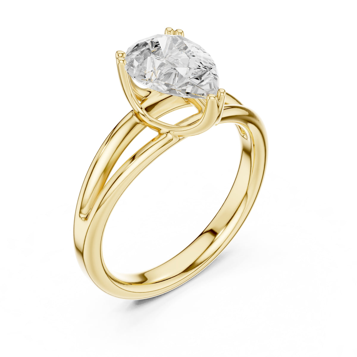 2.00 ct Open Frame Ring 2ct Yellow Gold Pear