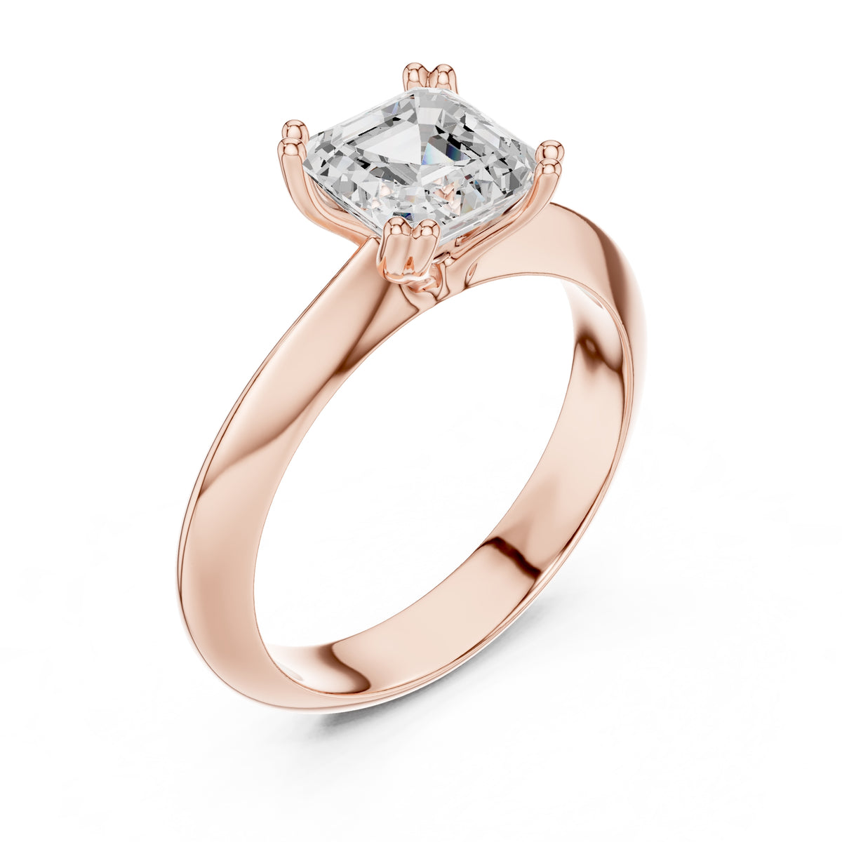 1.50 ct Twin-Claw Classic Ring 1.5ct Rose Gold Asscher