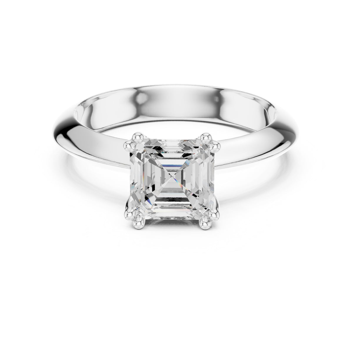 1.50 ct Twin-Claw Classic Ring 1.5ct White Gold Asscher