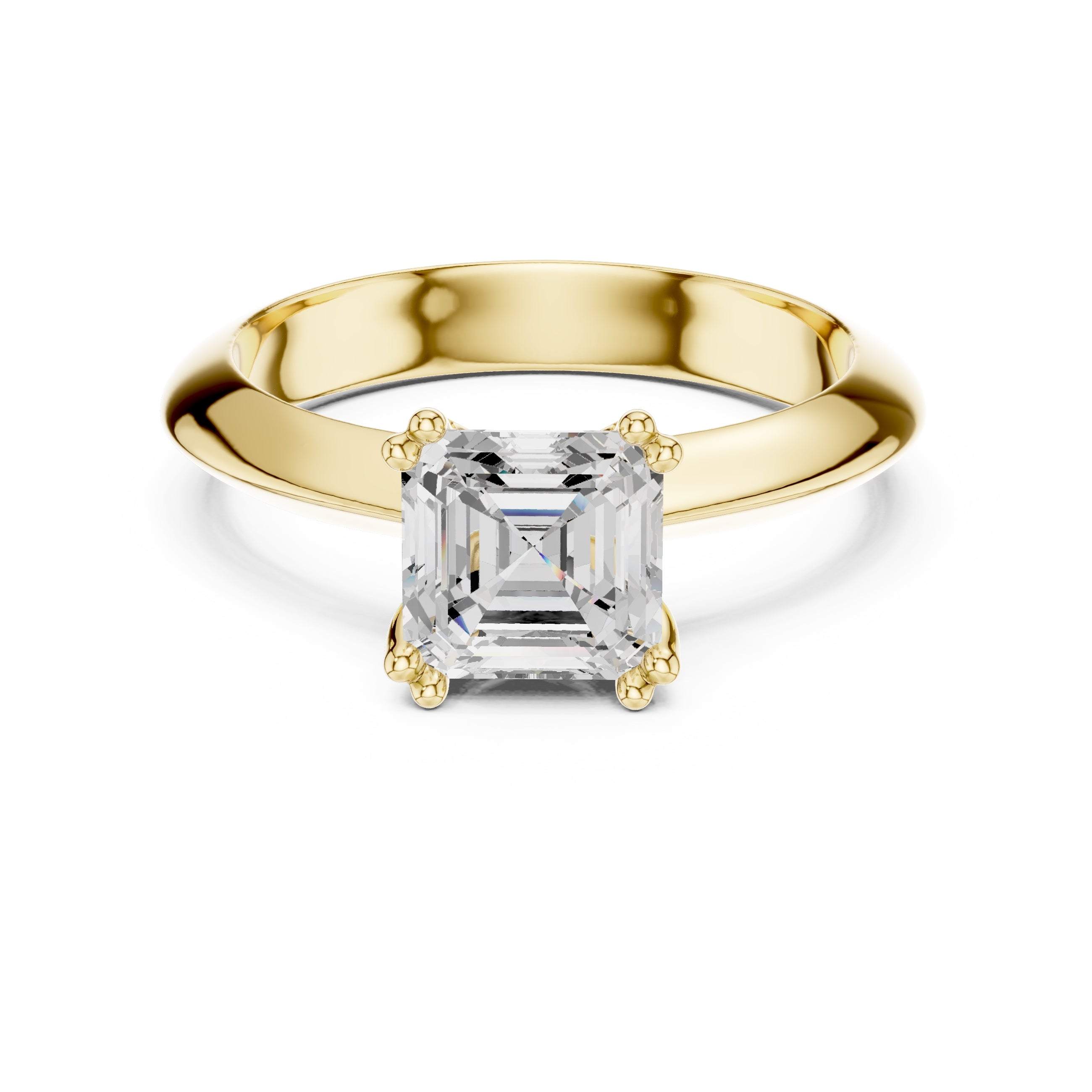 1.50 ct Twin-Claw Classic Ring 1.5ct Yellow Gold Asscher