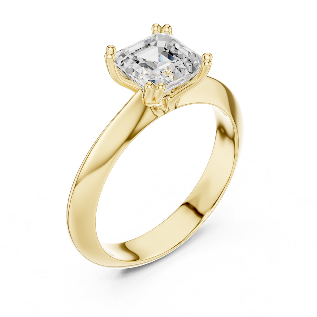 1.50 ct Twin-Claw Classic Ring 1.5ct Yellow Gold Asscher