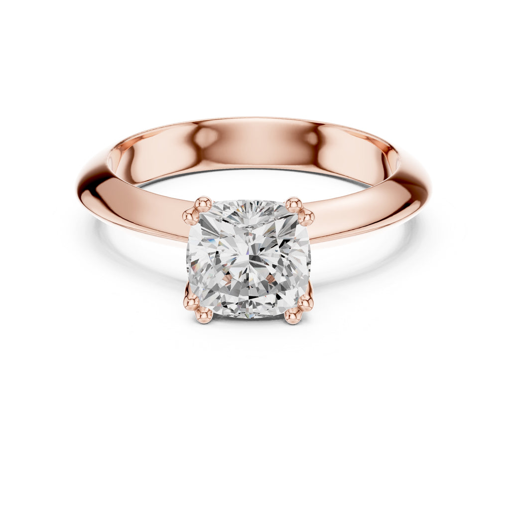 1.50 ct Twin-Claw Classic Ring 1.5ct Rose Gold Cushion