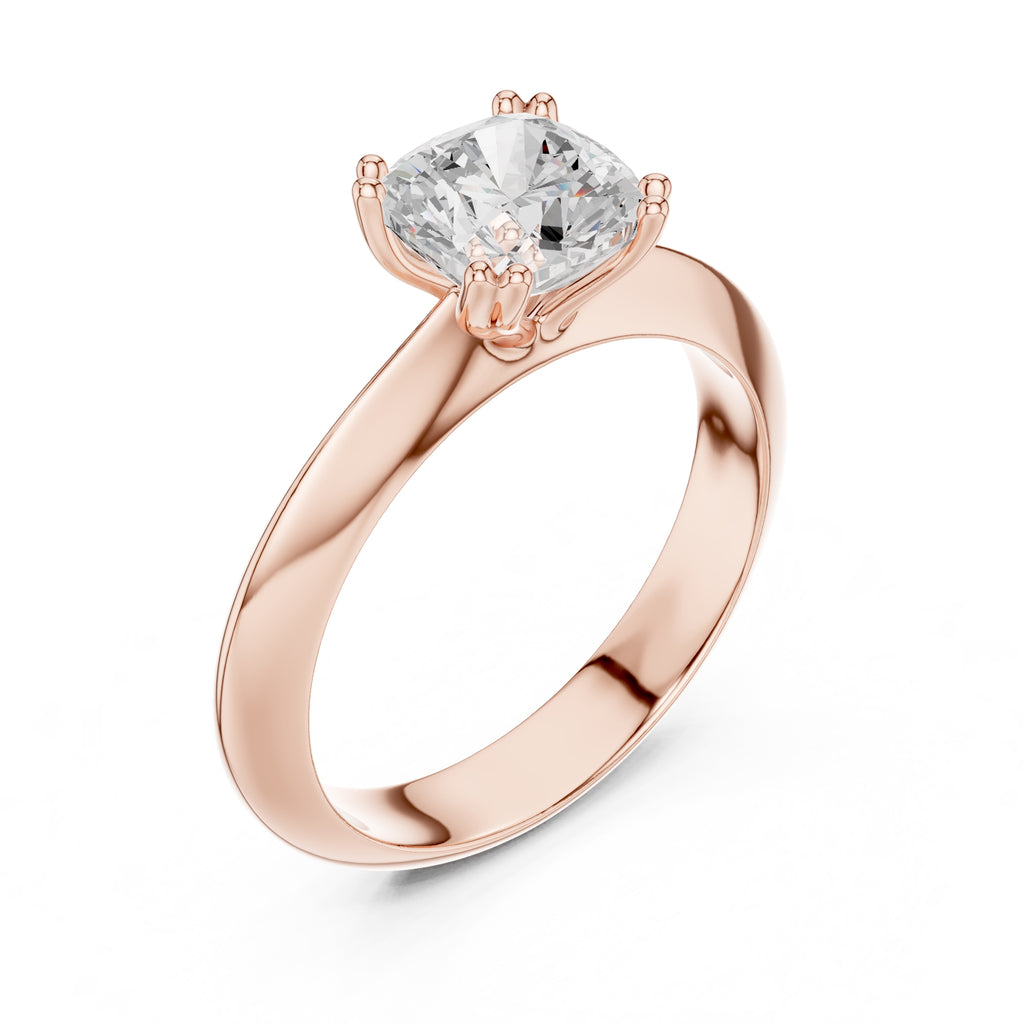 1.50 ct Twin-Claw Classic Ring 1.5ct Rose Gold Cushion