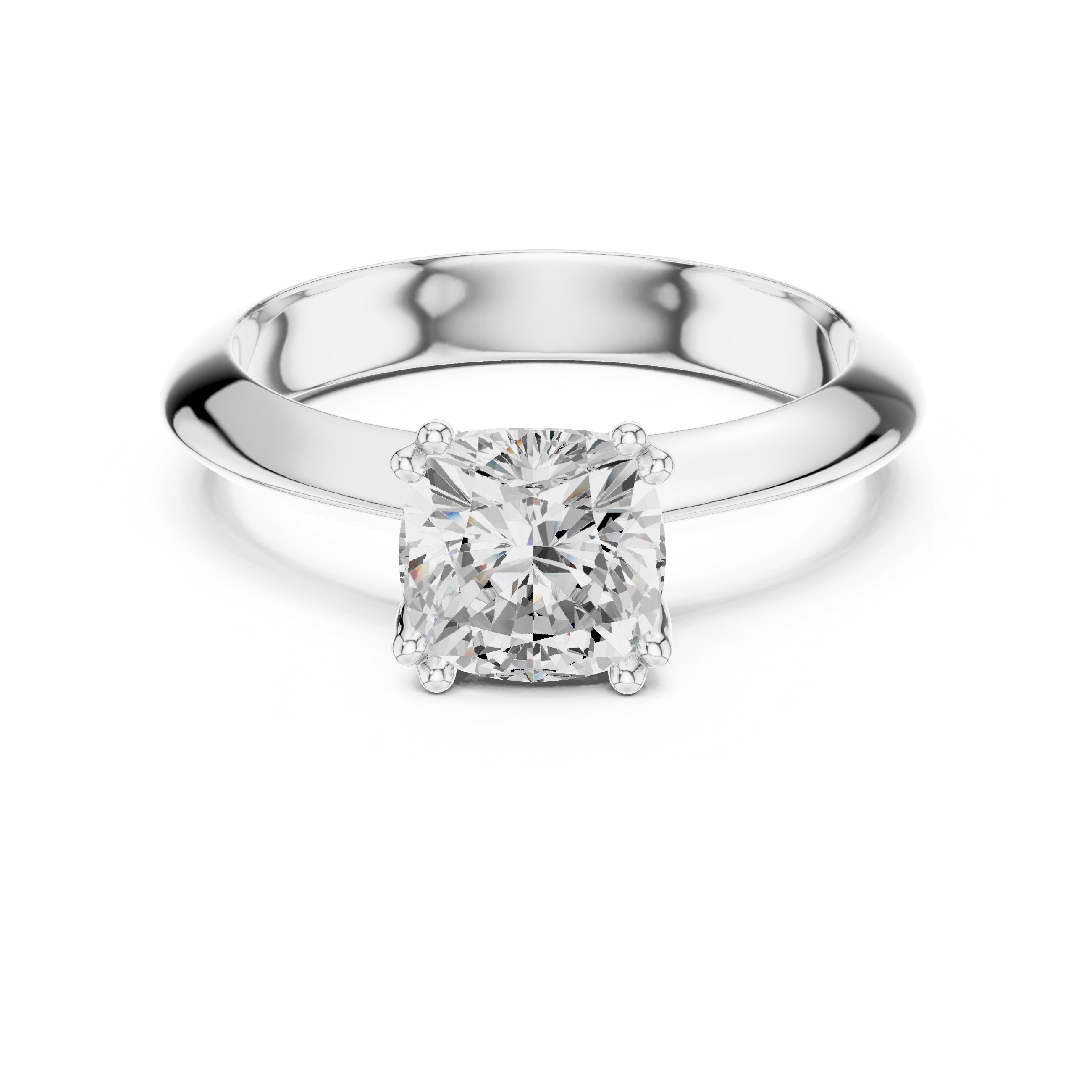1.50 ct Twin-Claw Classic Ring 1.5ct White Gold Cushion