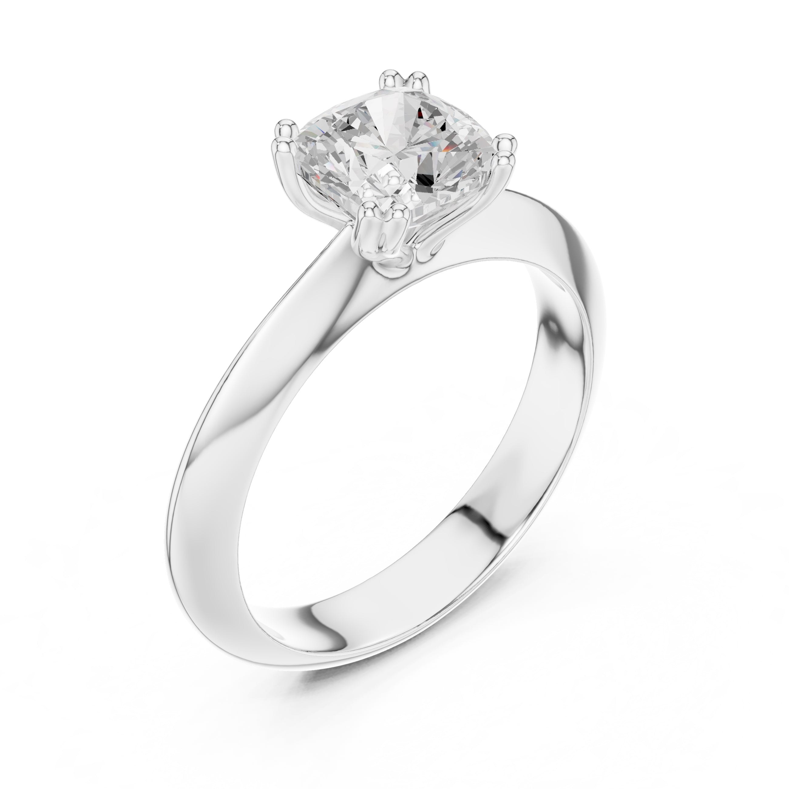 1.50 ct Twin-Claw Classic Ring 1.5ct White Gold Cushion