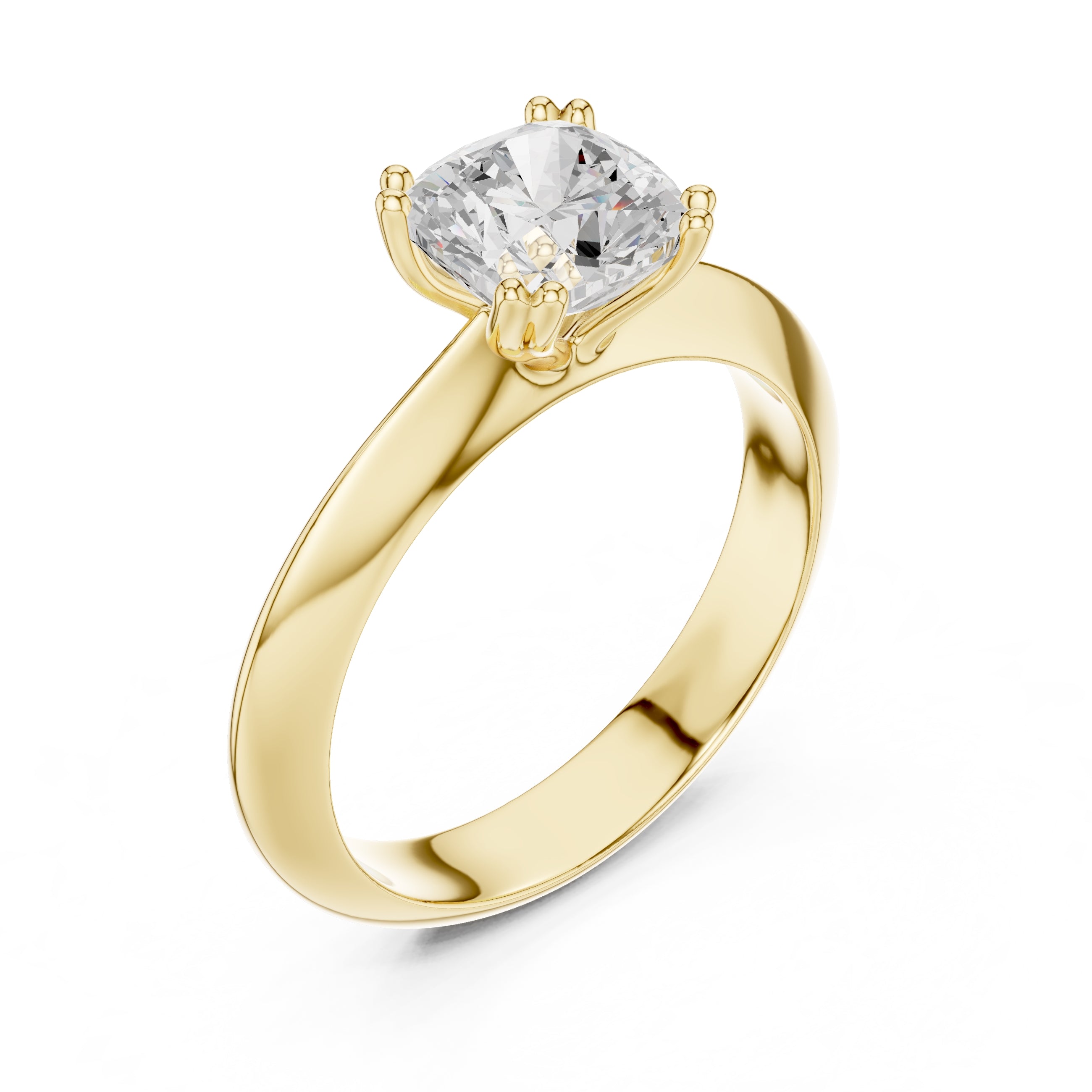 1.50 ct Twin-Claw Classic Ring 1.5ct Yellow Gold Cushion