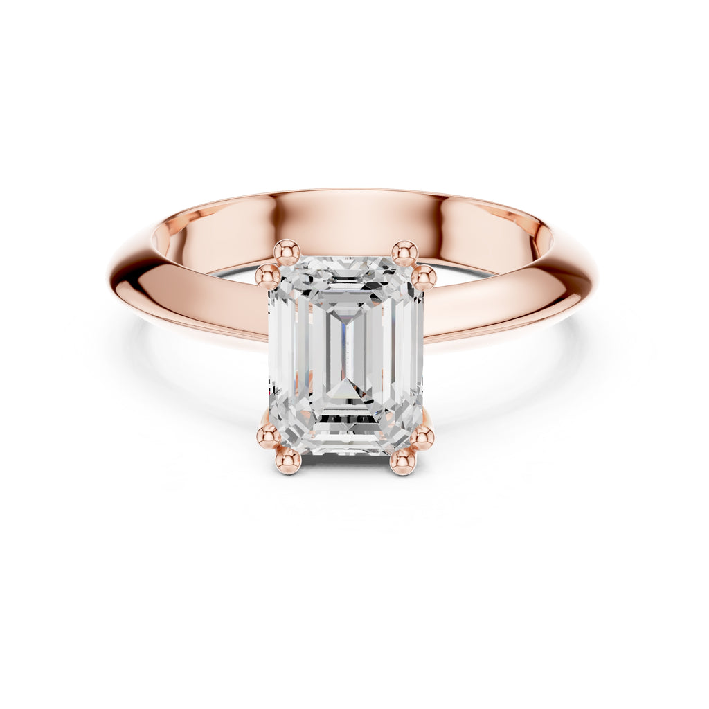 1.50 ct Twin-Claw Classic Ring 1.5ct Rose Gold Emerald