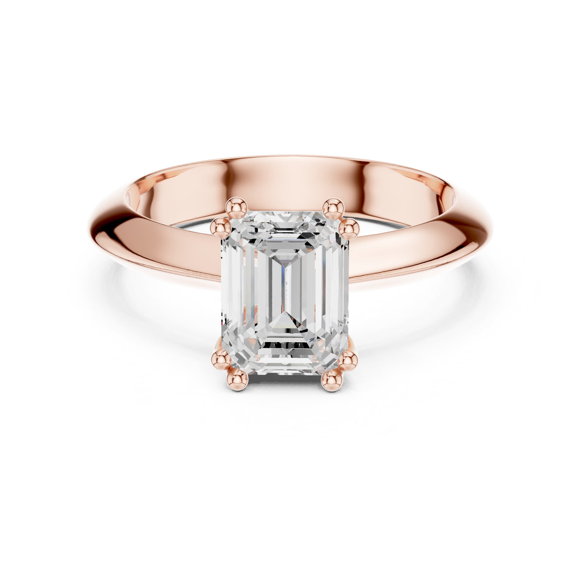 1.50 ct Twin-Claw Classic Ring 1.5ct Rose Gold Emerald