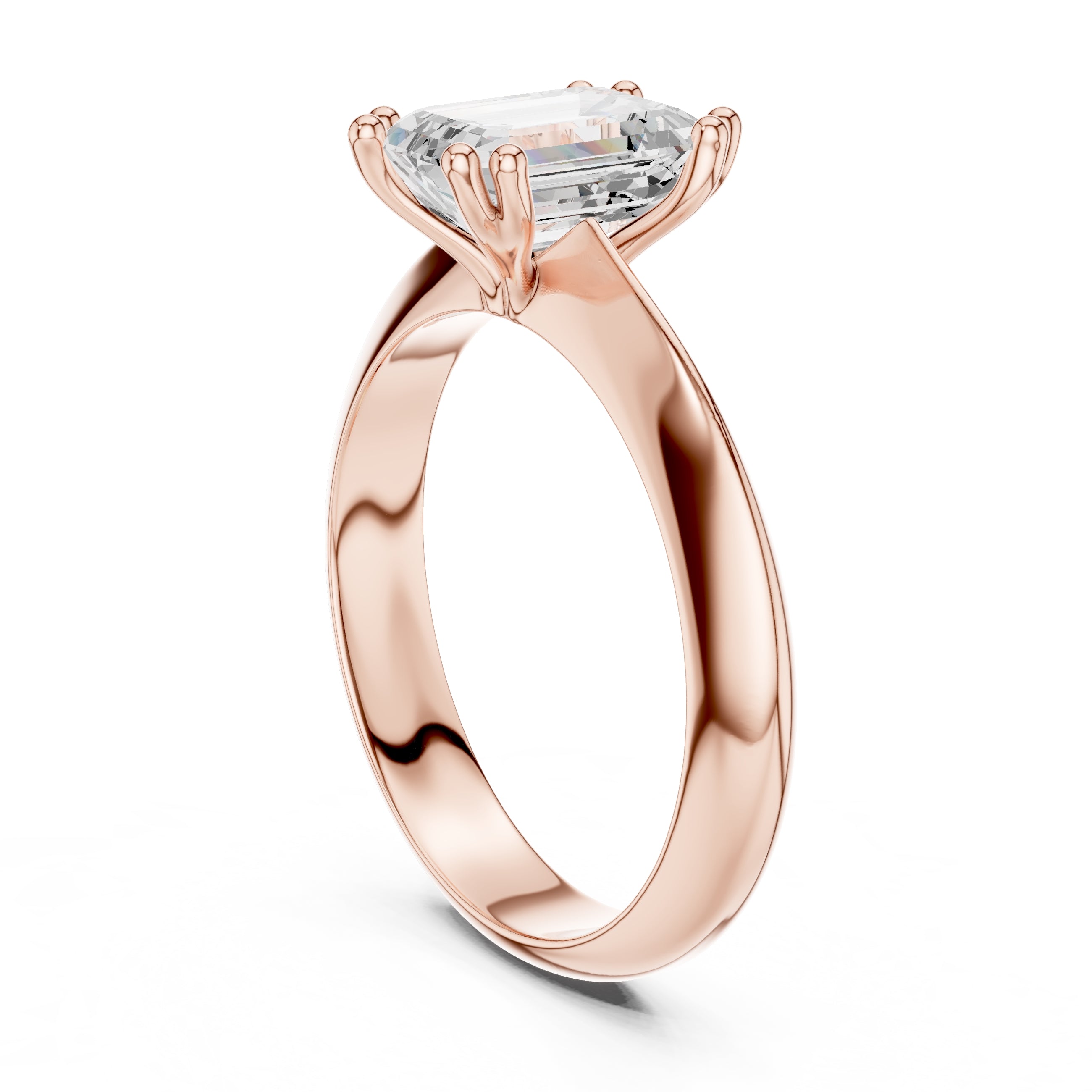 1.50 ct Twin-Claw Classic Ring 1.5ct Rose Gold Emerald