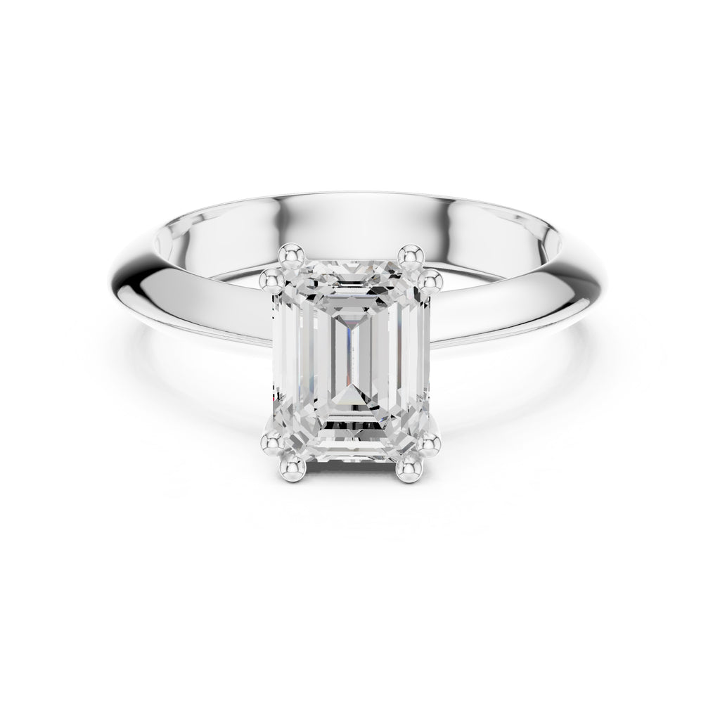 1.50 ct Twin-Claw Classic Ring 1.5ct White Gold Emerald