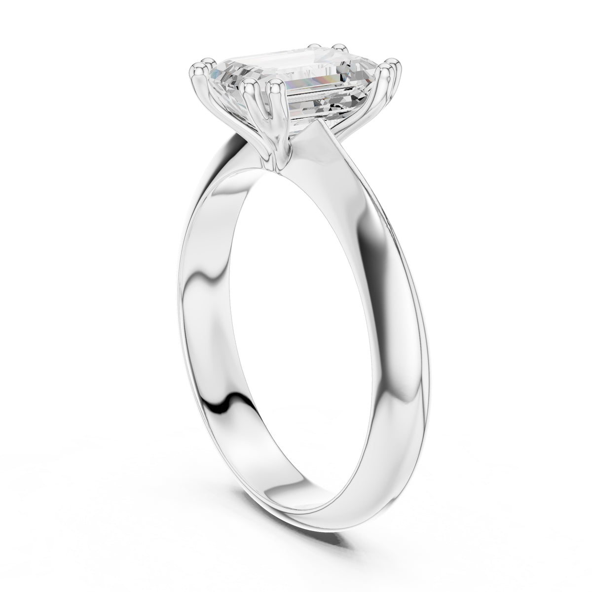 1.50 ct Twin-Claw Classic Ring 1.5ct White Gold Emerald