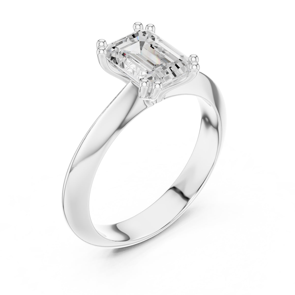 1.50 ct Twin-Claw Classic Ring 1.5ct White Gold Emerald