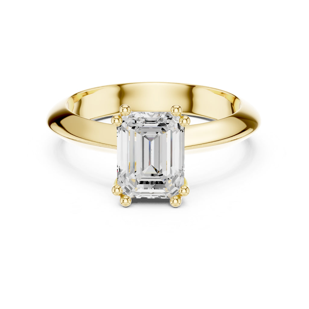 1.50 ct Twin-Claw Classic Ring 1.5ct Yellow Gold Emerald