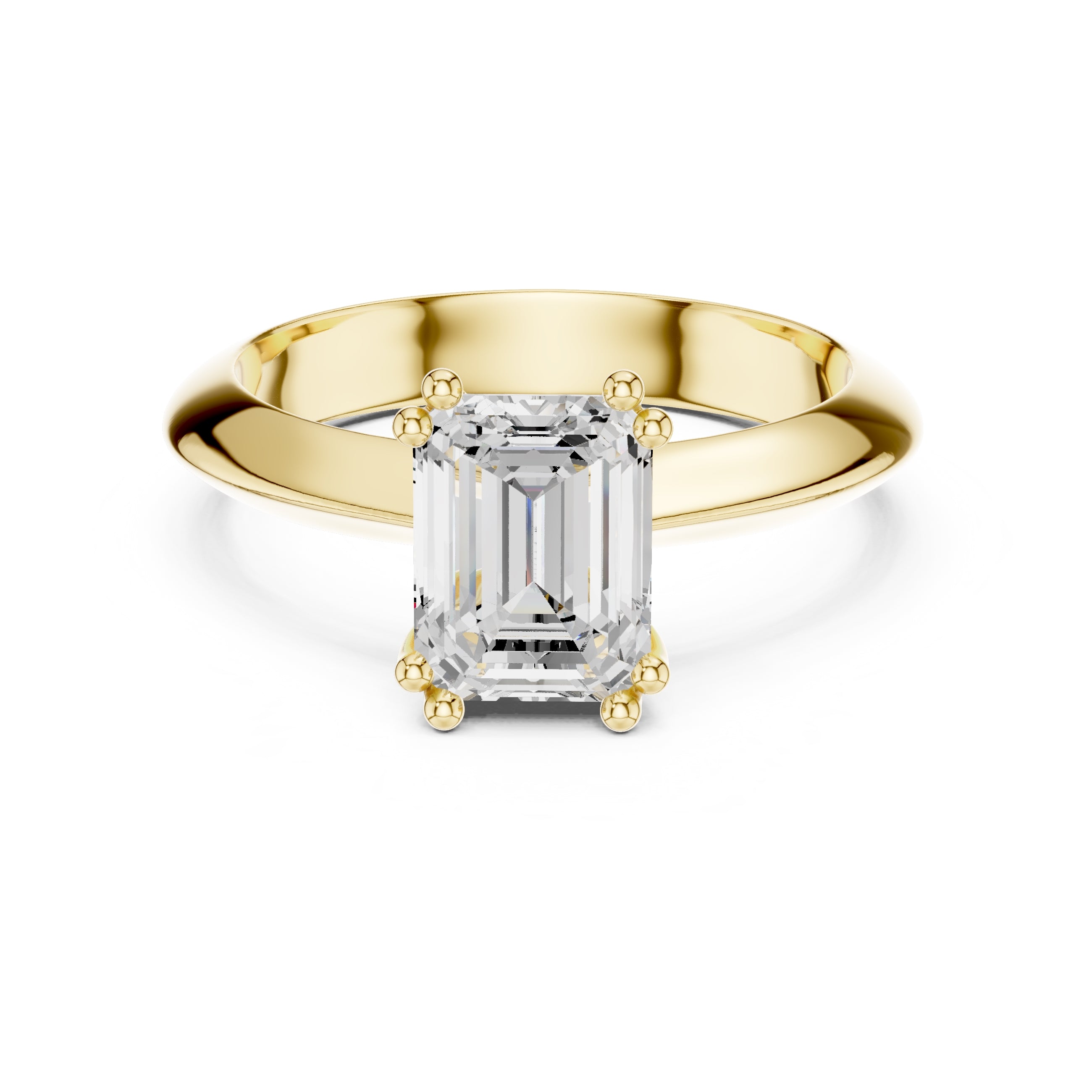 1.50 ct Twin-Claw Classic Ring 1.5ct Yellow Gold Emerald