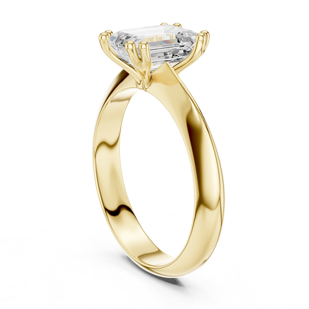 1.50 ct Twin-Claw Classic Ring 1.5ct Yellow Gold Emerald