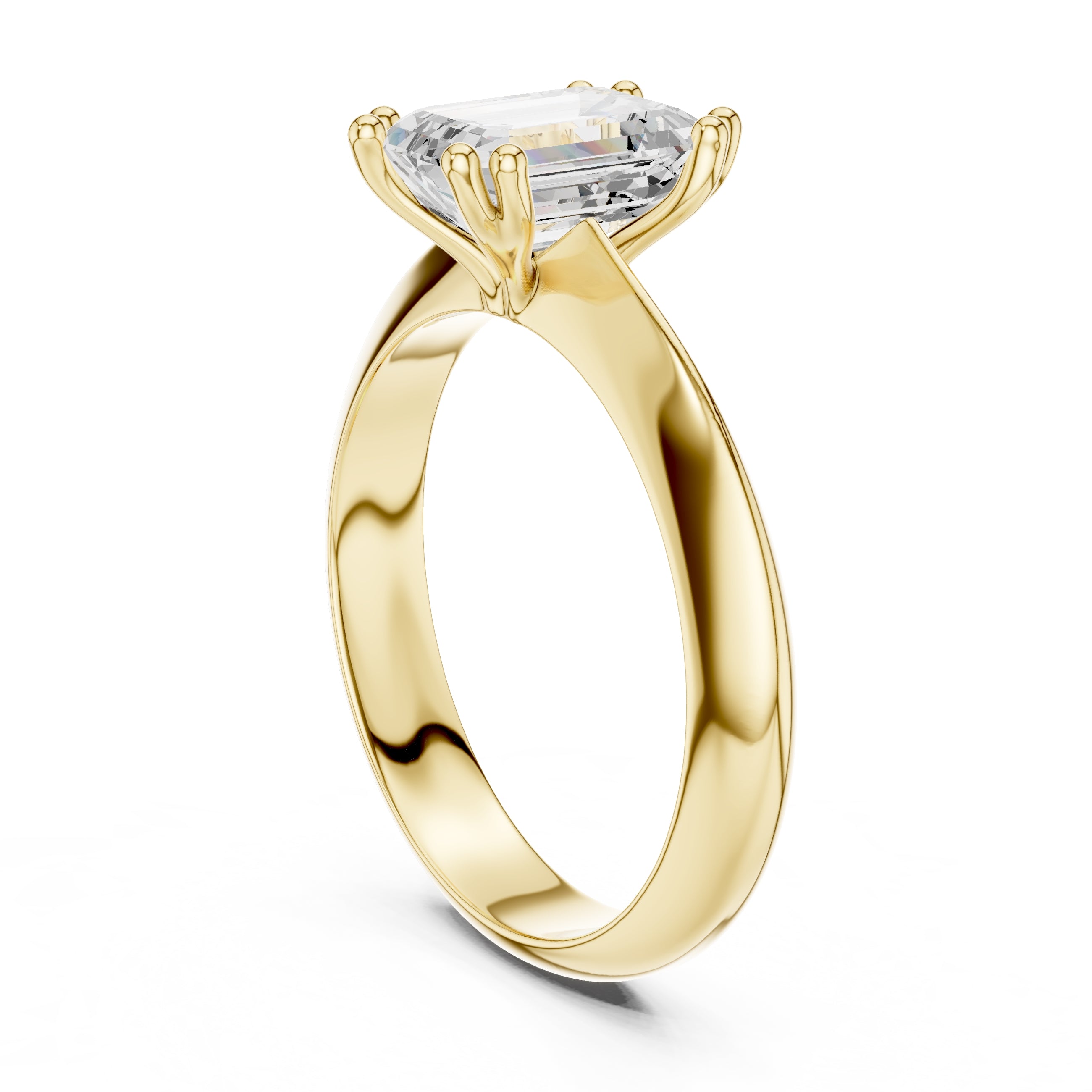 1.50 ct Twin-Claw Classic Ring 1.5ct Yellow Gold Emerald