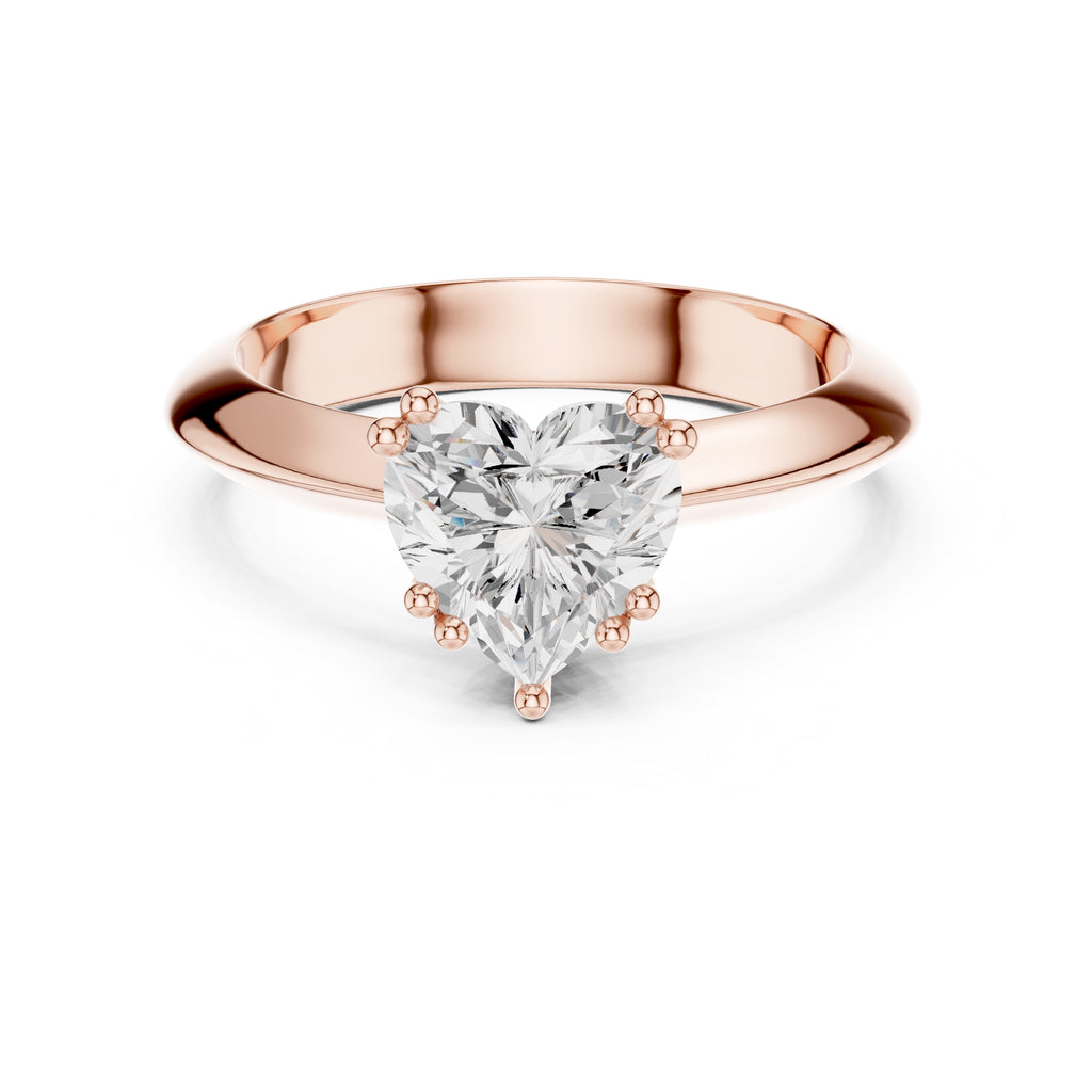 1.50 ct Twin-Claw Classic Ring 1.5ct Rose Gold Heart