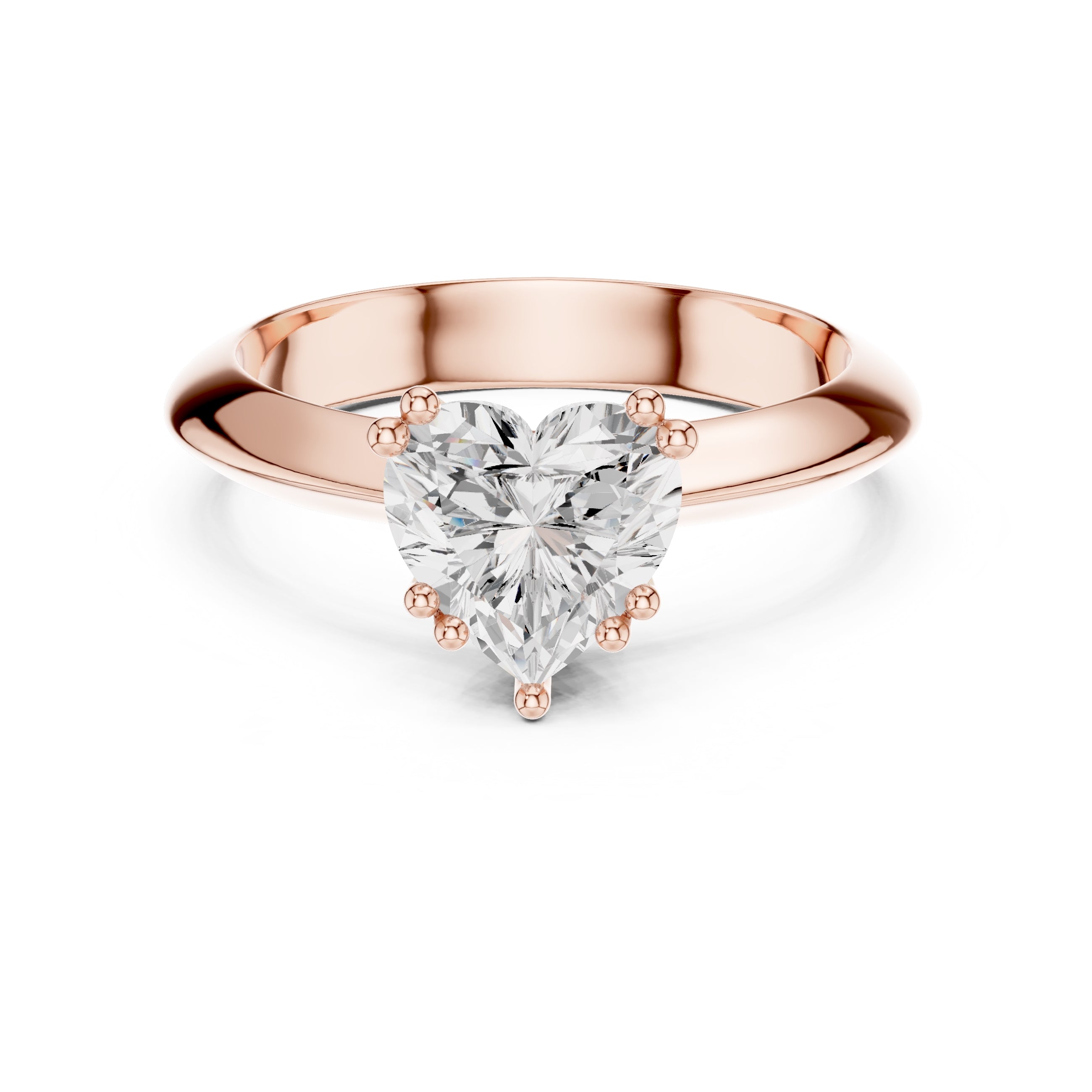1.50 ct Twin-Claw Classic Ring 1.5ct Rose Gold Heart