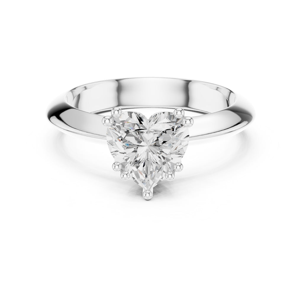 1.50 ct Twin-Claw Classic Ring 1.5ct White Gold Heart