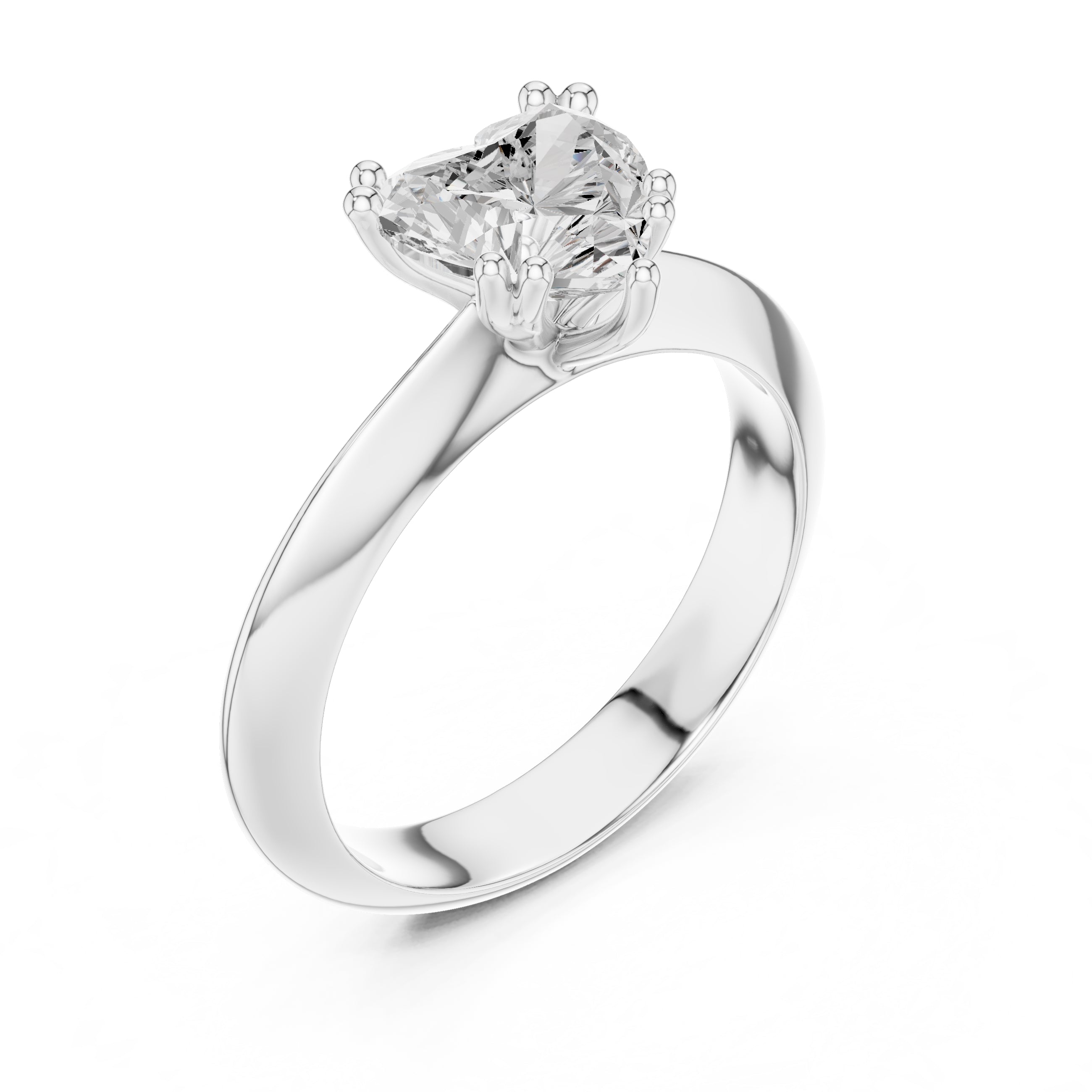 1.50 ct Twin-Claw Classic Ring 1.5ct White Gold Heart