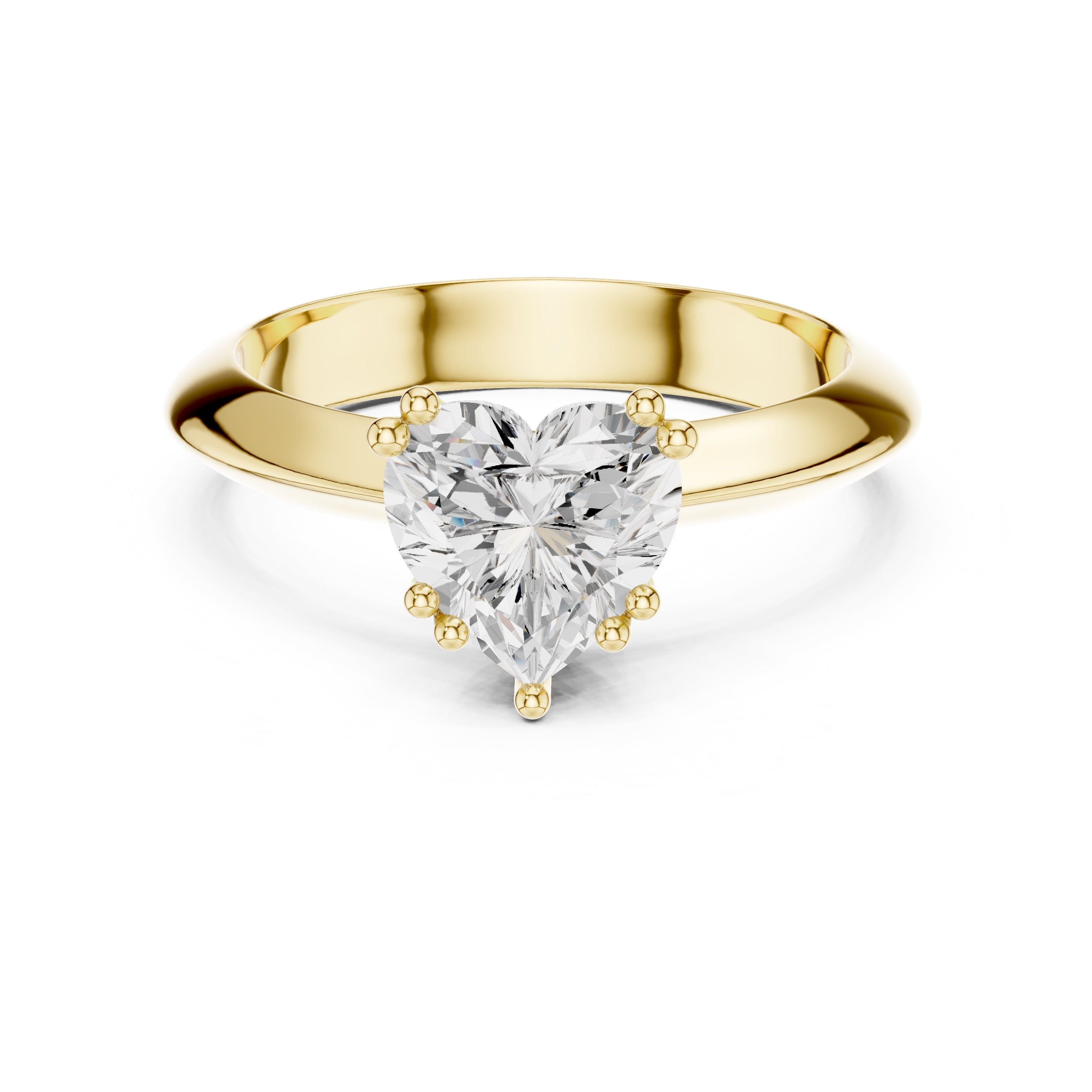 1.50 ct Twin-Claw Classic Ring 1.5ct Yellow Gold Heart