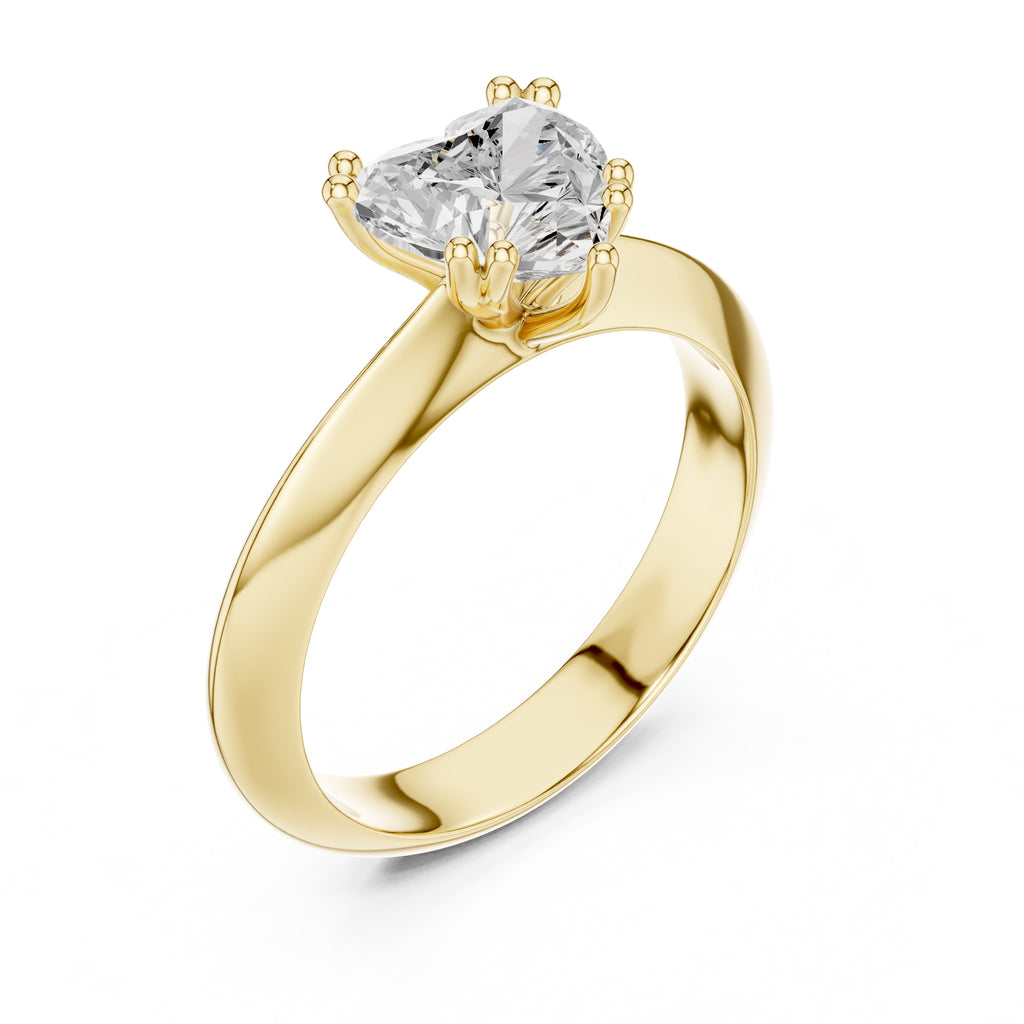1.50 ct Twin-Claw Classic Ring 1.5ct Yellow Gold Heart