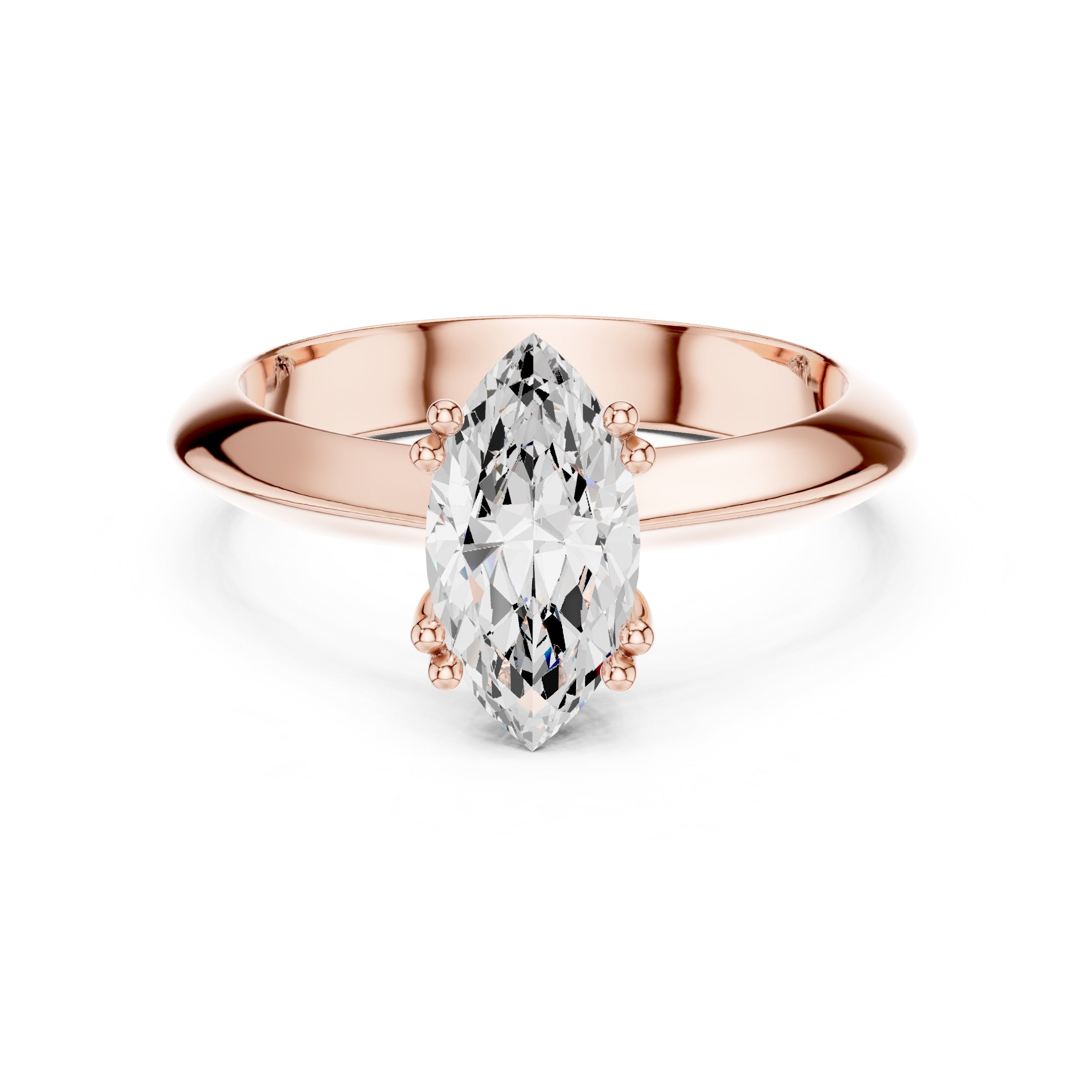 1.50 ct Twin-Claw Classic Ring 1.5ct Rose Gold Marquise