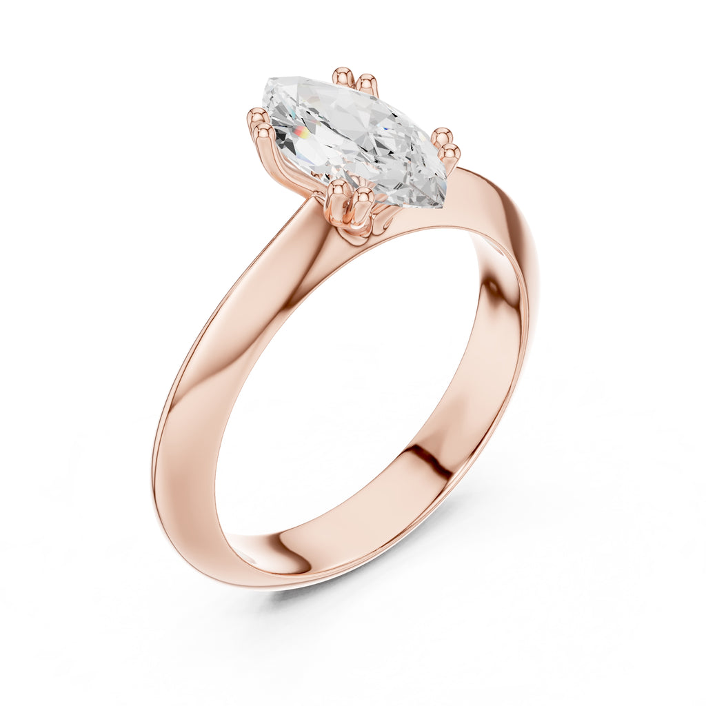 1.50 ct Twin-Claw Classic Ring 1.5ct Rose Gold Marquise