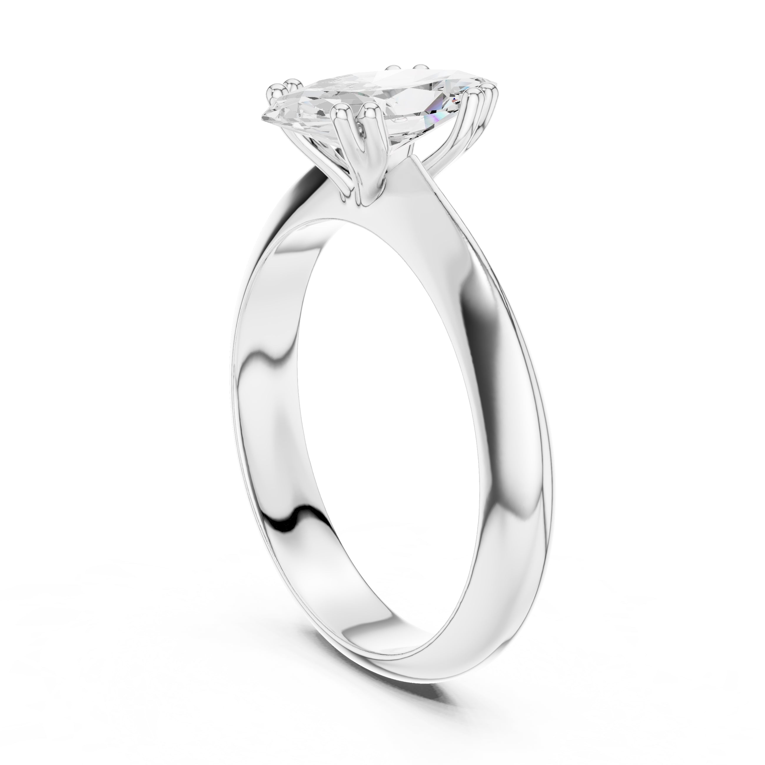 1.50 ct Twin-Claw Classic Ring 1.5ct White Gold Marquise
