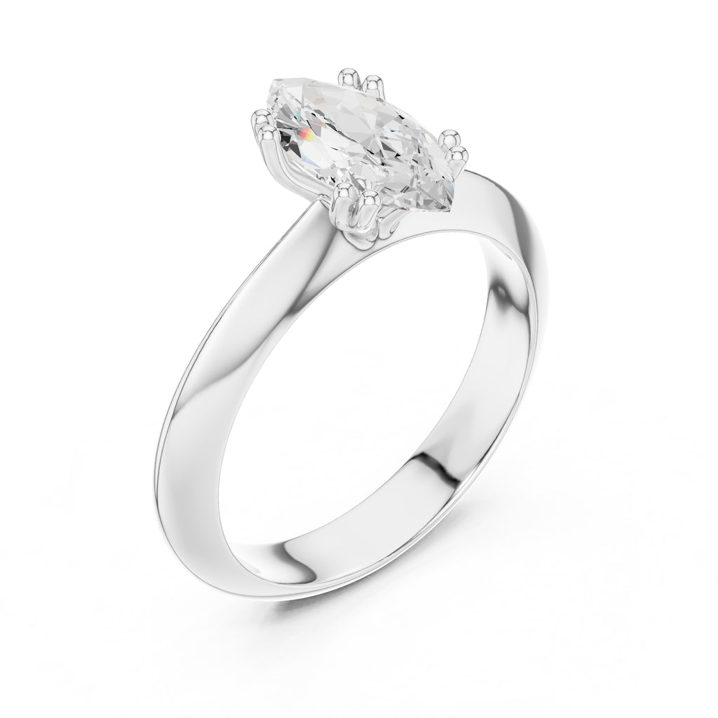 1.50 ct Twin-Claw Classic Ring 1.5ct White Gold Marquise