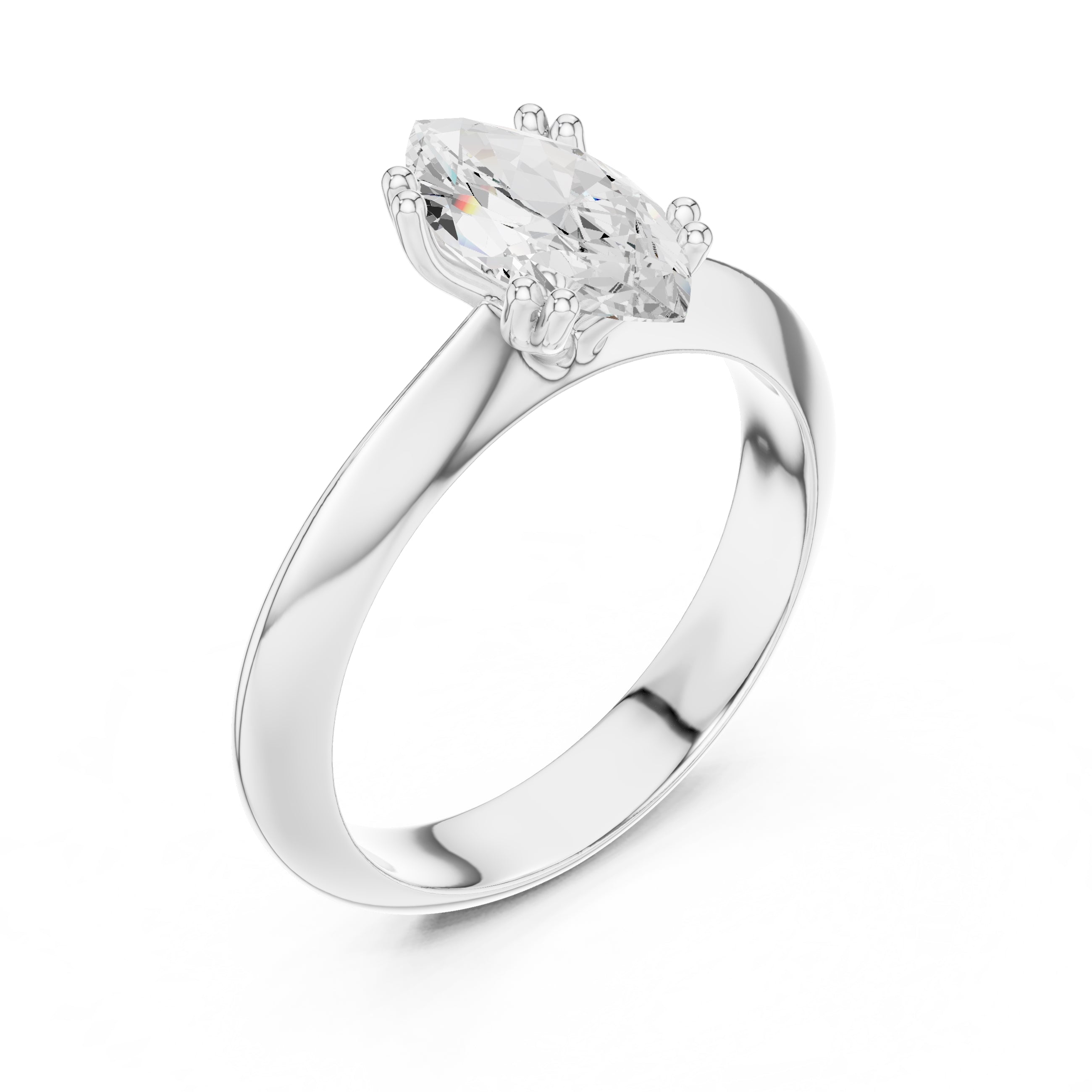 1.50 ct Twin-Claw Classic Ring 1.5ct White Gold Marquise