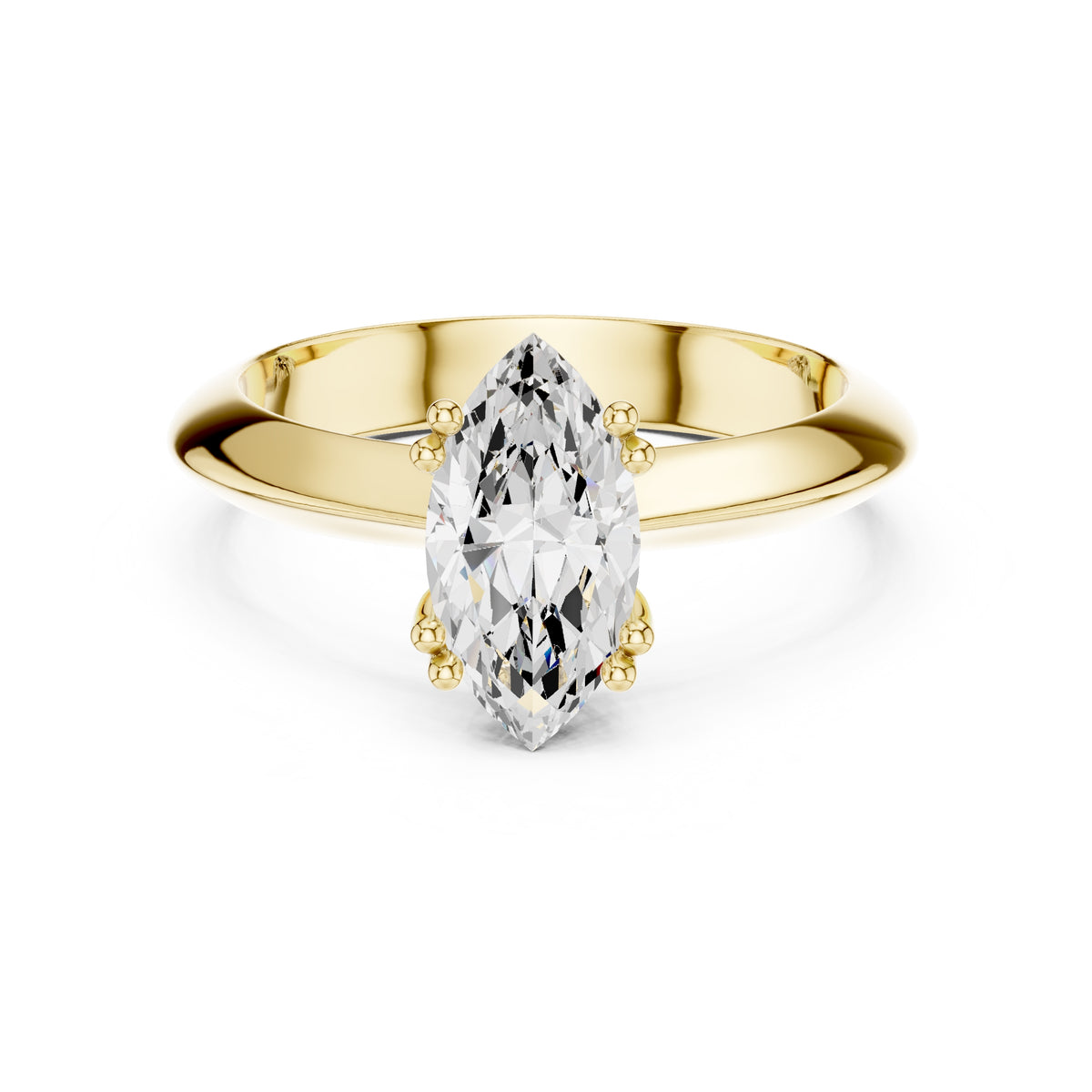 1.50 ct Twin-Claw Classic Ring 1.5ct Yellow Gold Marquise