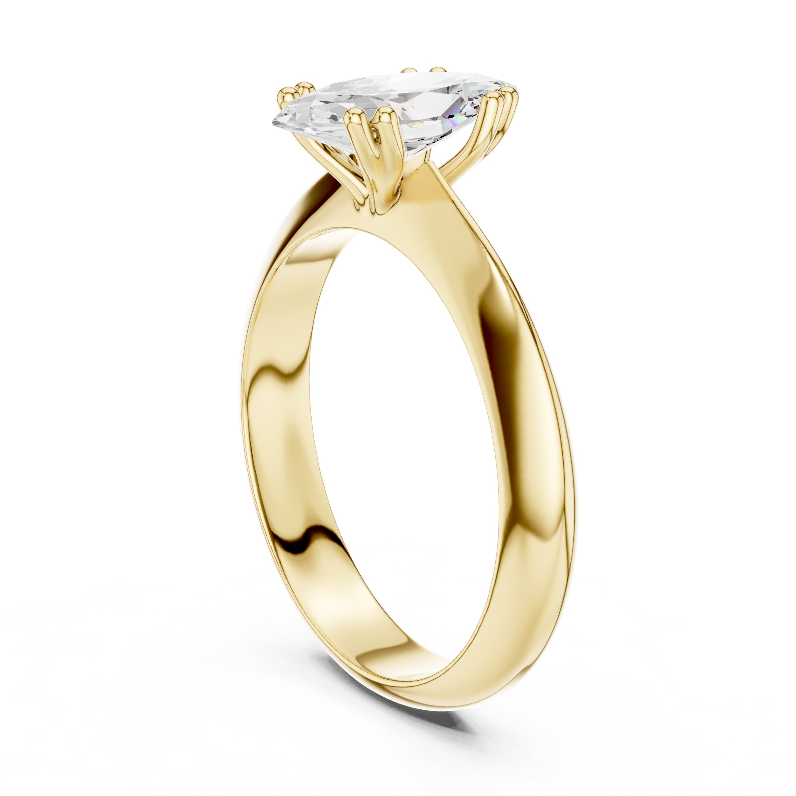 1.50 ct Twin-Claw Classic Ring 1.5ct Yellow Gold Marquise