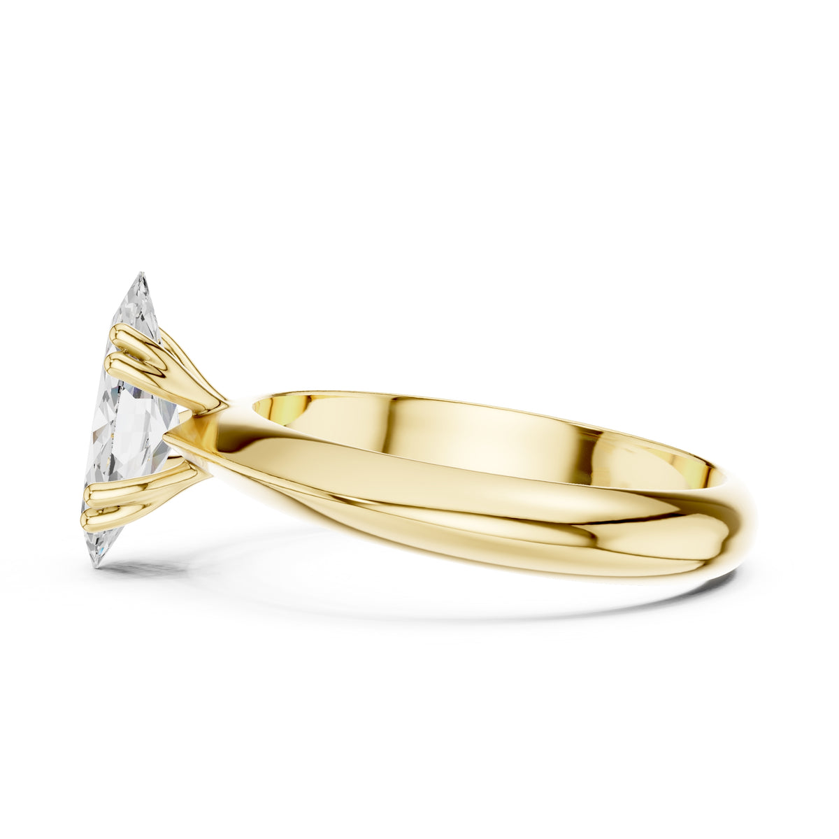 1.50 ct Twin-Claw Classic Ring 1.5ct Yellow Gold Marquise