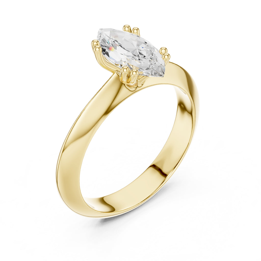 1.50 ct Twin-Claw Classic Ring 1.5ct Yellow Gold Marquise