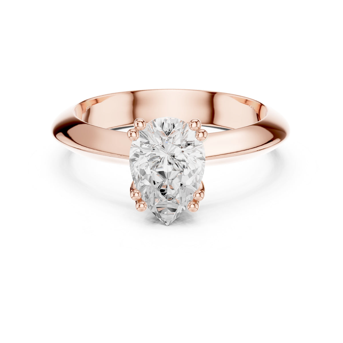 1.50 ct Twin-Claw Classic Ring 1.5ct Rose Gold Pear