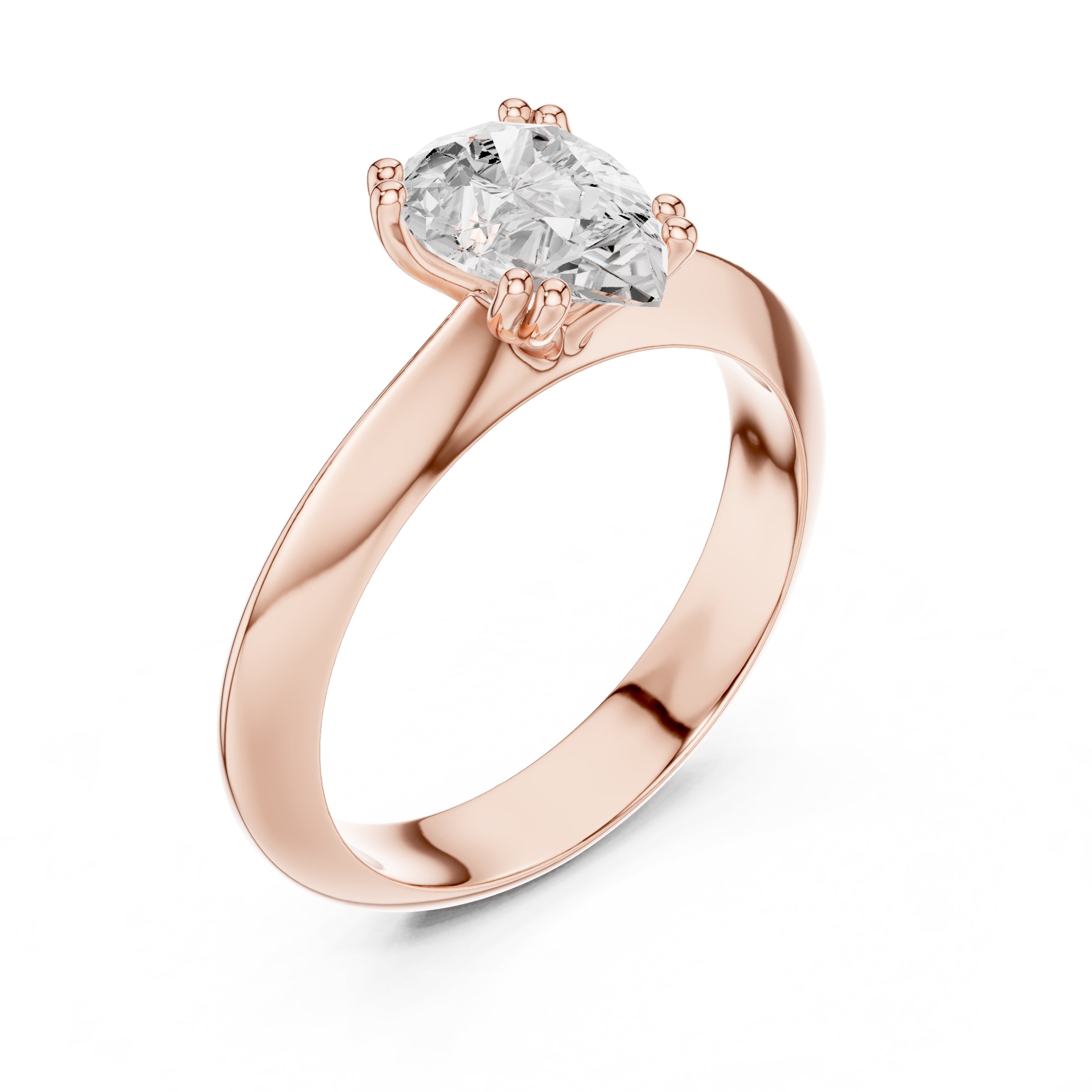 1.50 ct Twin-Claw Classic Ring 1.5ct Rose Gold Pear