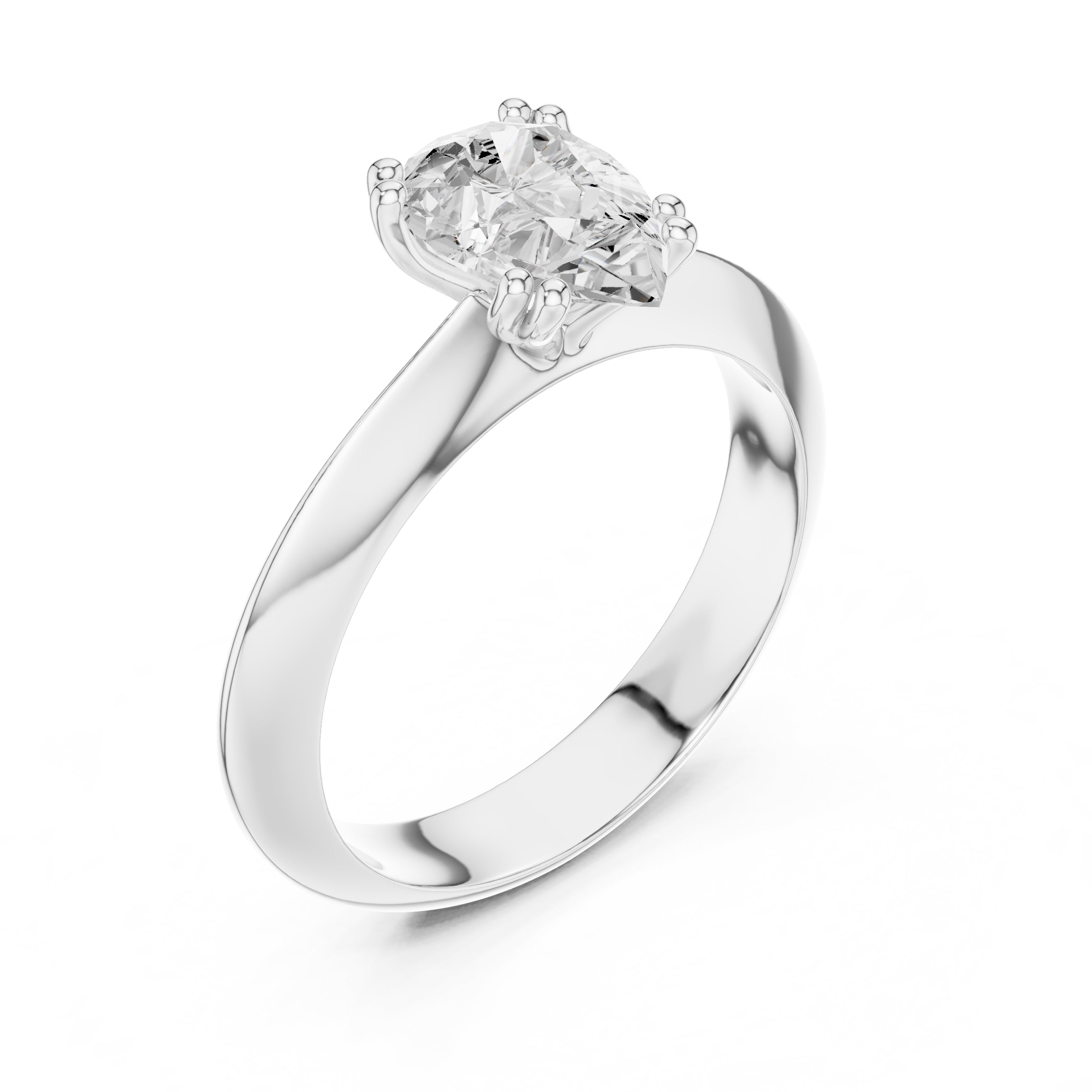 1.50 ct Twin-Claw Classic Ring 1.5ct White Gold Pear