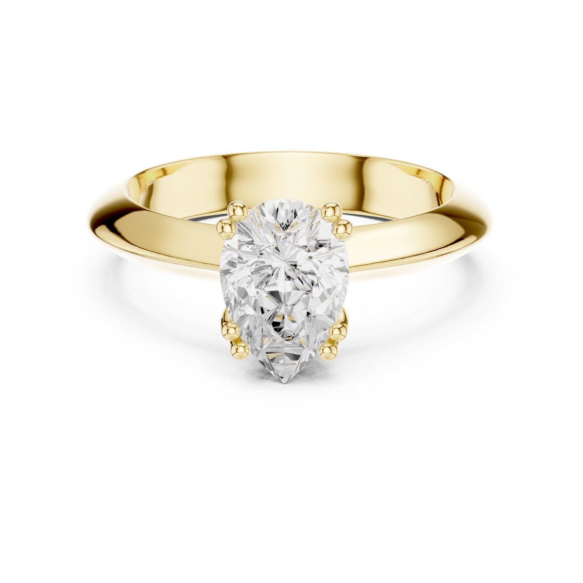 1.50 ct Twin-Claw Classic Ring 1.5ct Yellow Gold Pear