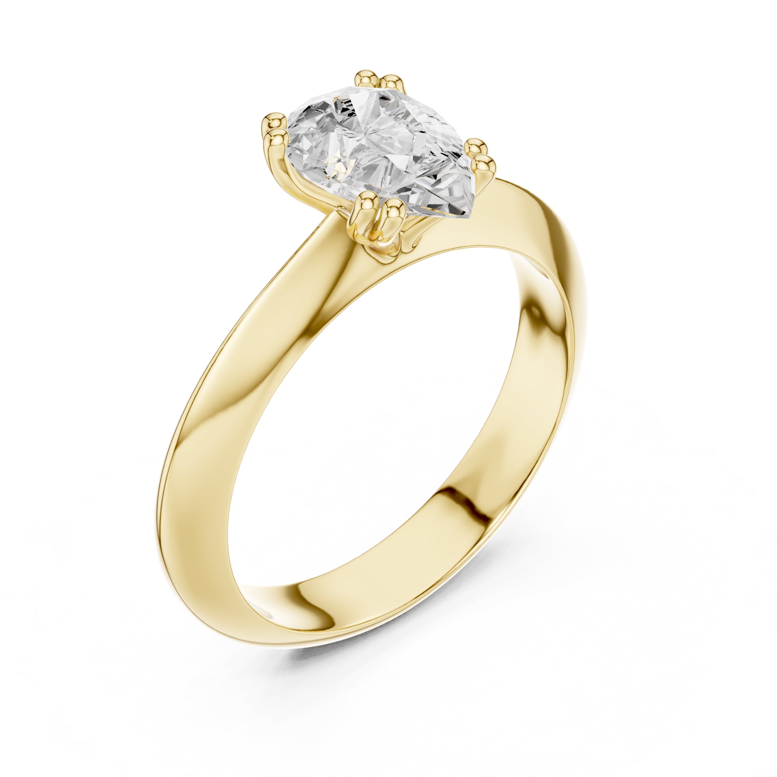 1.50 ct Twin-Claw Classic Ring 1.5ct Yellow Gold Pear