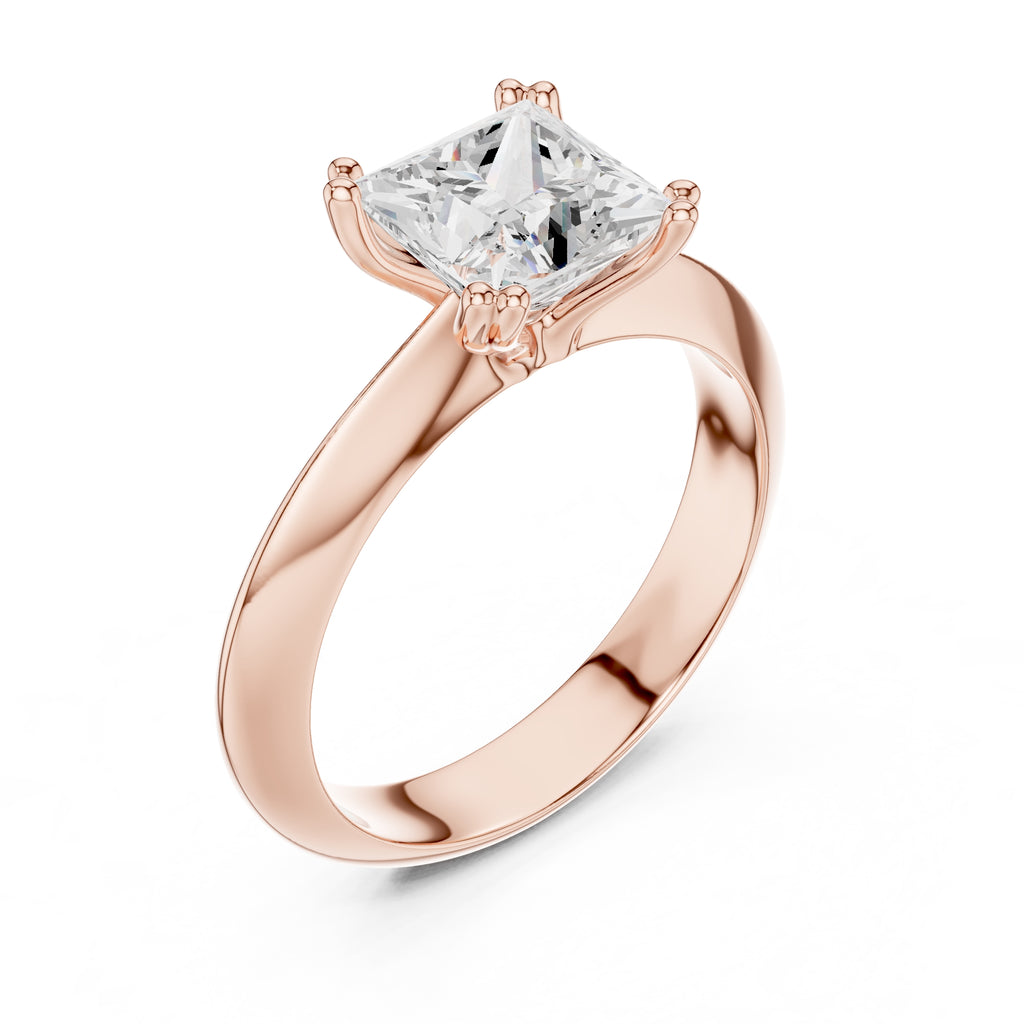 1.50 ct Twin-Claw Classic Ring 1.5ct Rose Gold Princess