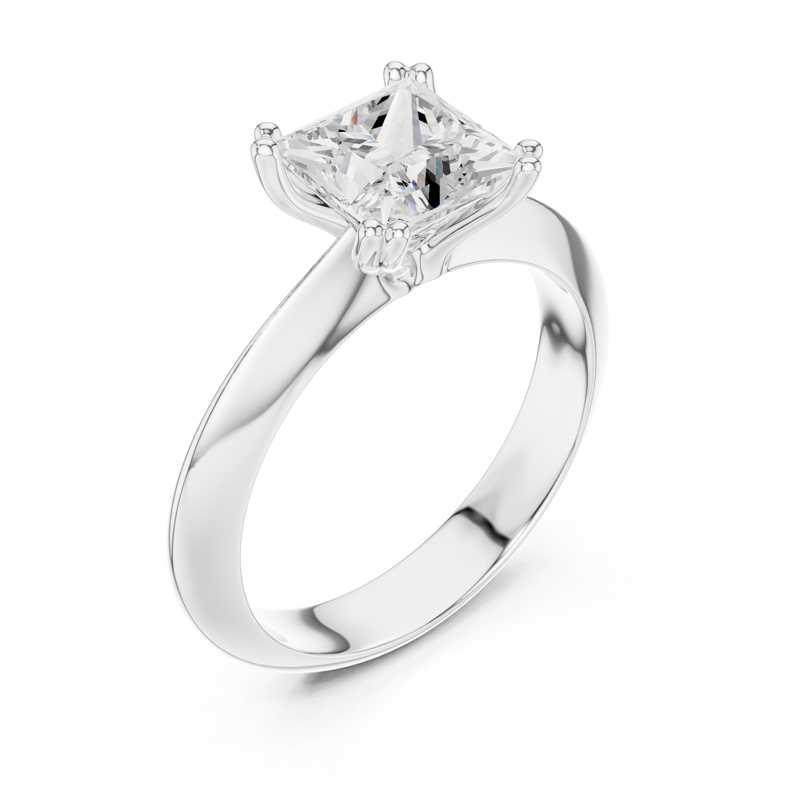 1.50 ct Twin-Claw Classic Ring 1.5ct White Gold Princess