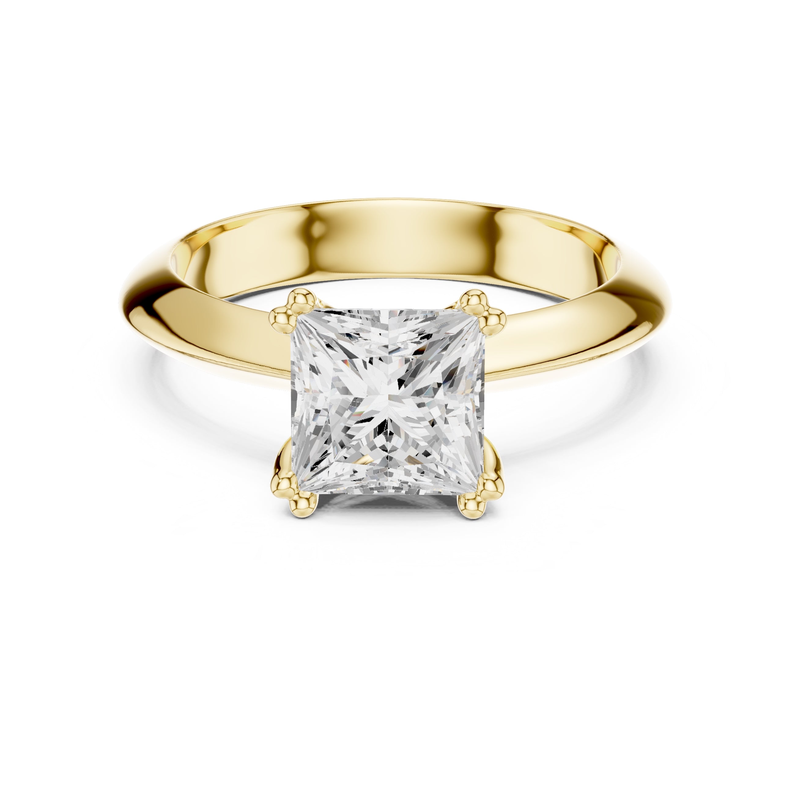 1.50 ct Twin-Claw Classic Ring 1.5ct Yellow Gold Princess