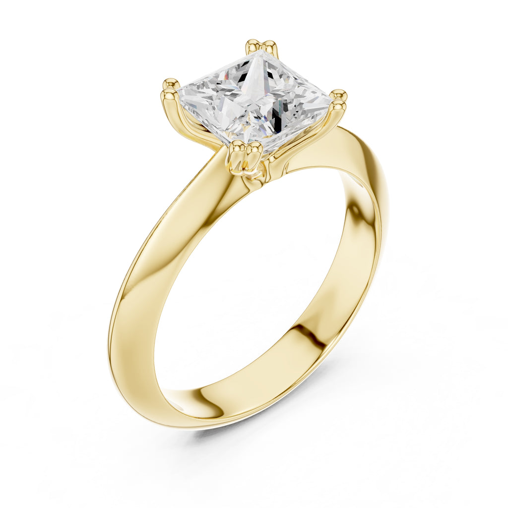 1.50 ct Twin-Claw Classic Ring 1.5ct Yellow Gold Princess