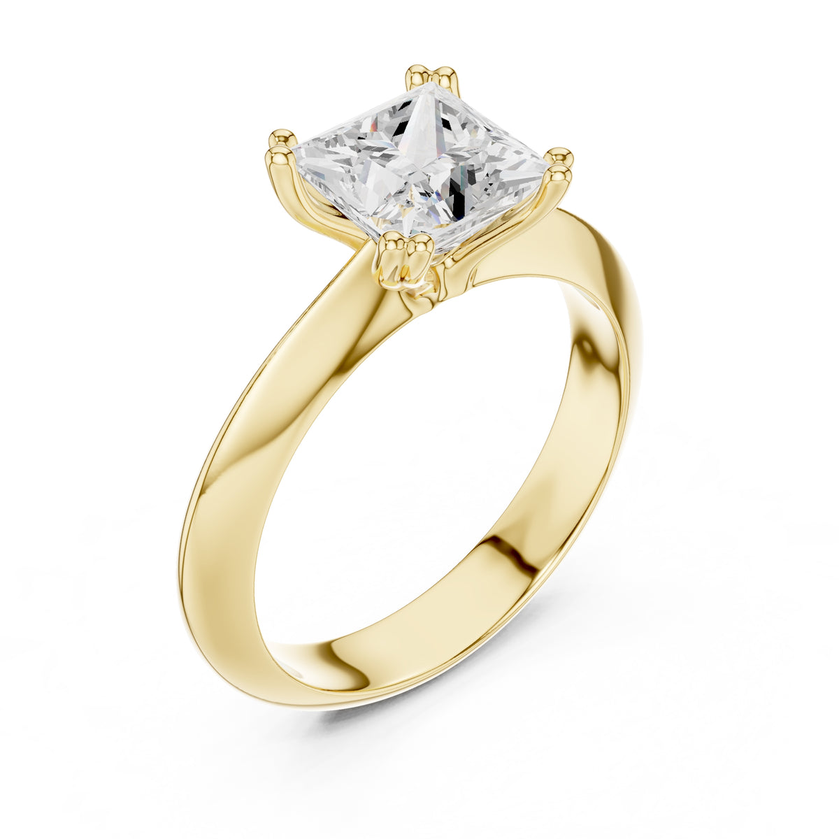 1.50 ct Twin-Claw Classic Ring 1.5ct Yellow Gold Princess