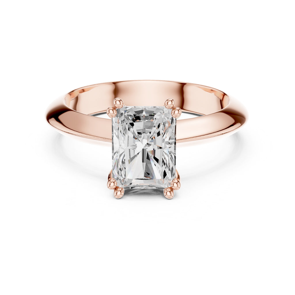 1.50 ct Twin-Claw Classic Ring 1.5ct Rose Gold Radiant