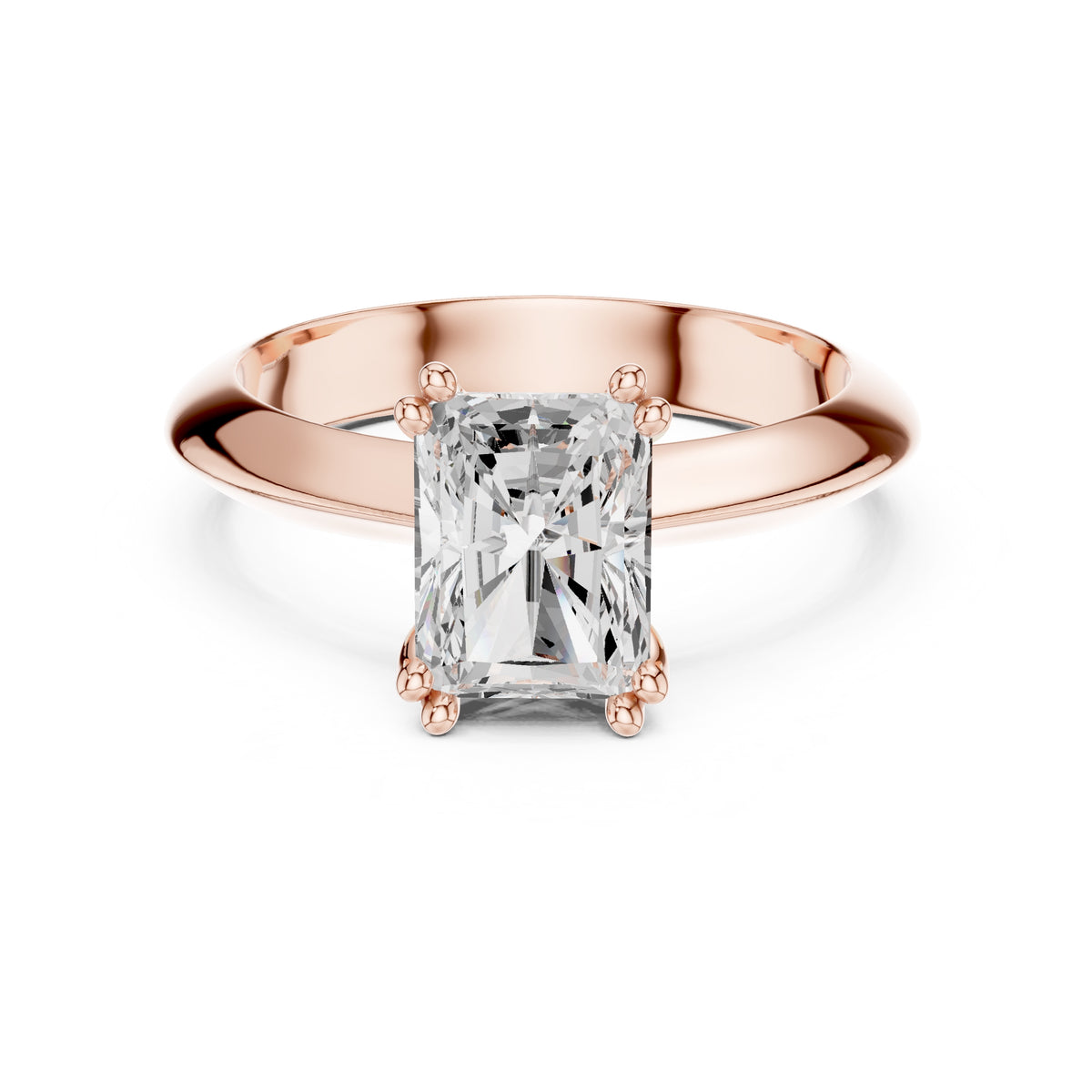 1.50 ct Twin-Claw Classic Ring 1.5ct Rose Gold Radiant