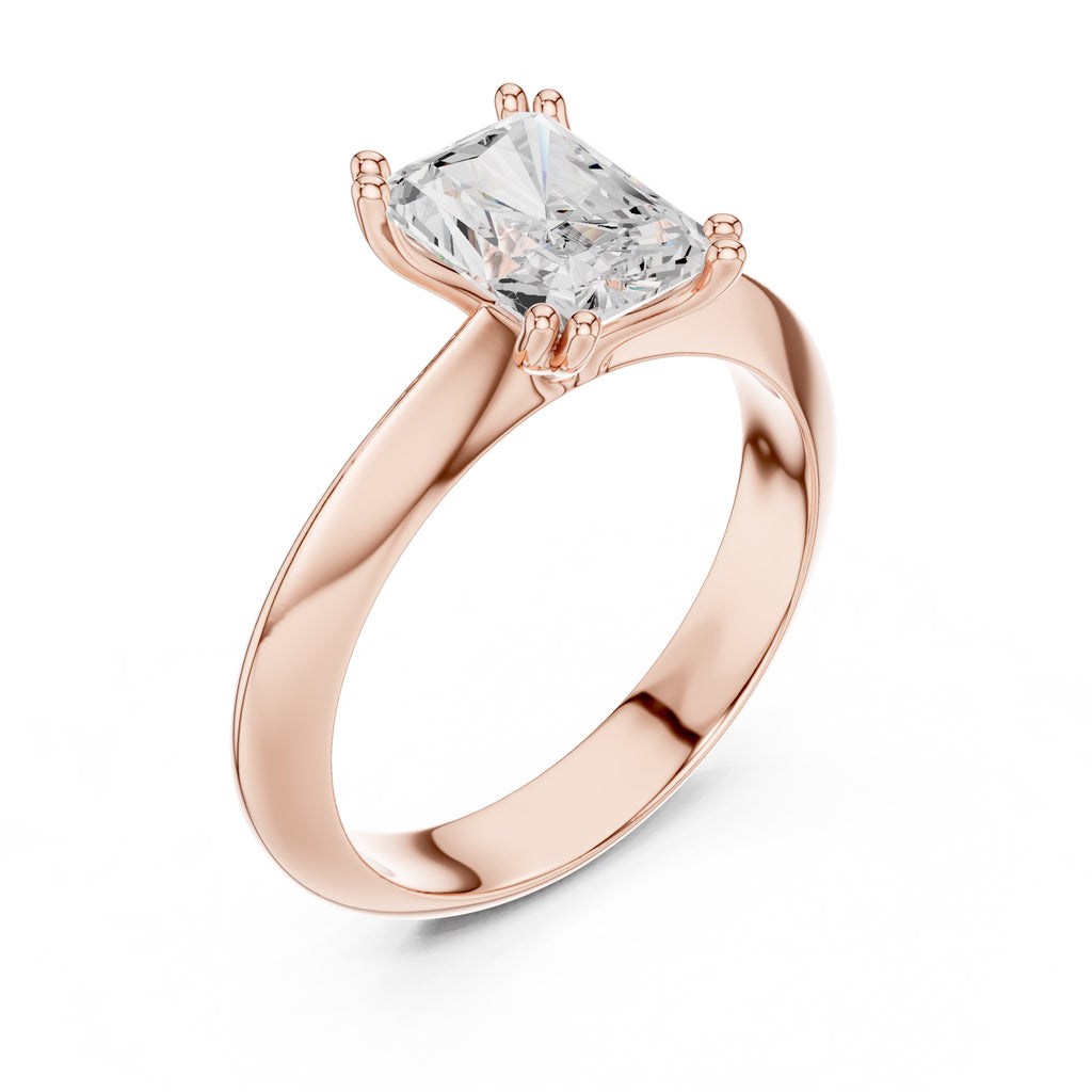 1.50 ct Twin-Claw Classic Ring 1.5ct Rose Gold Radiant