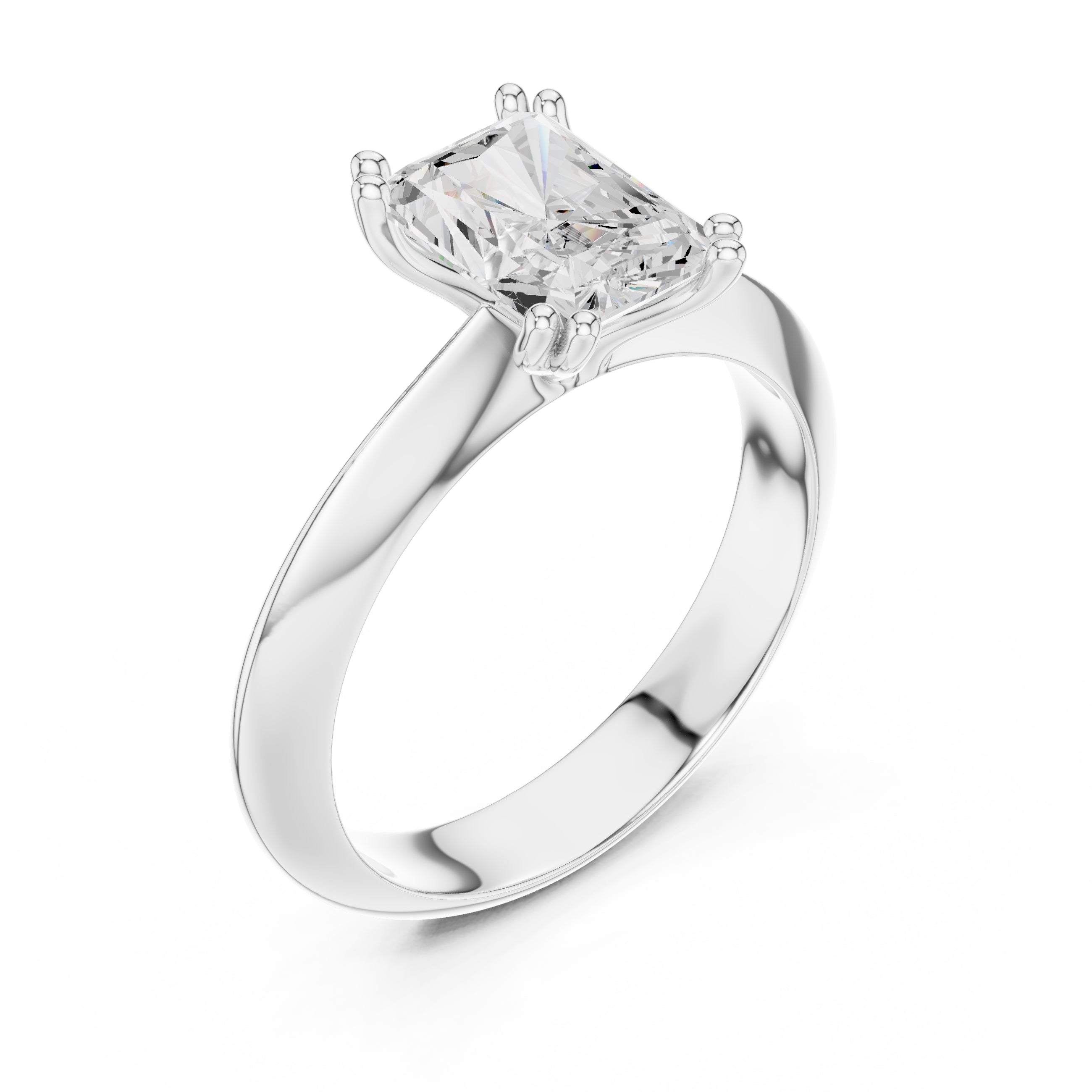 1.50 ct Twin-Claw Classic Ring 1.5ct White Gold Radiant